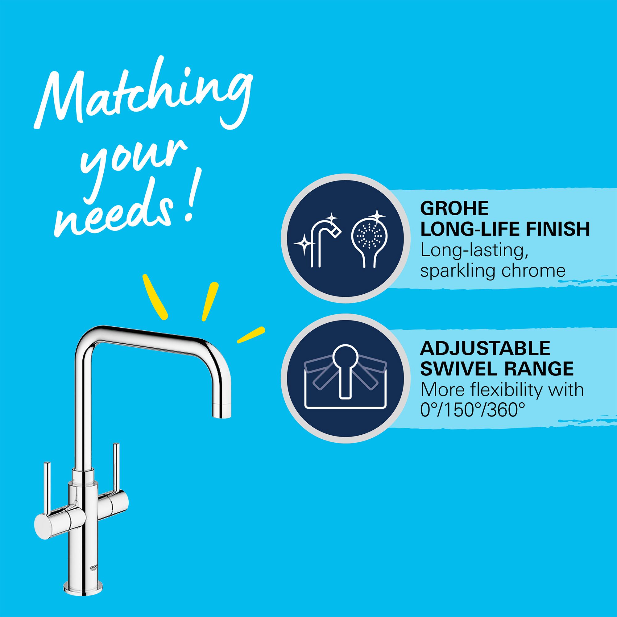 Grohe Ambi Cosmopolitan Chrome-plated Kitchen Twin lever Tap