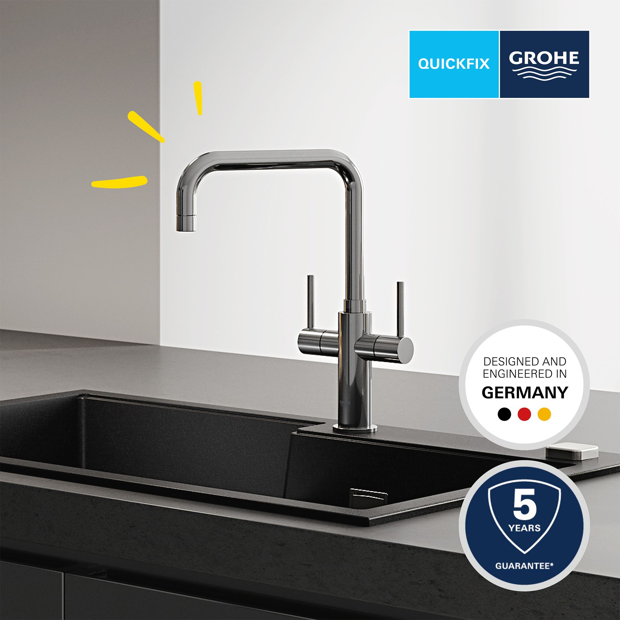 Grohe Ambi Cosmopolitan Chrome-plated Kitchen Twin lever Tap