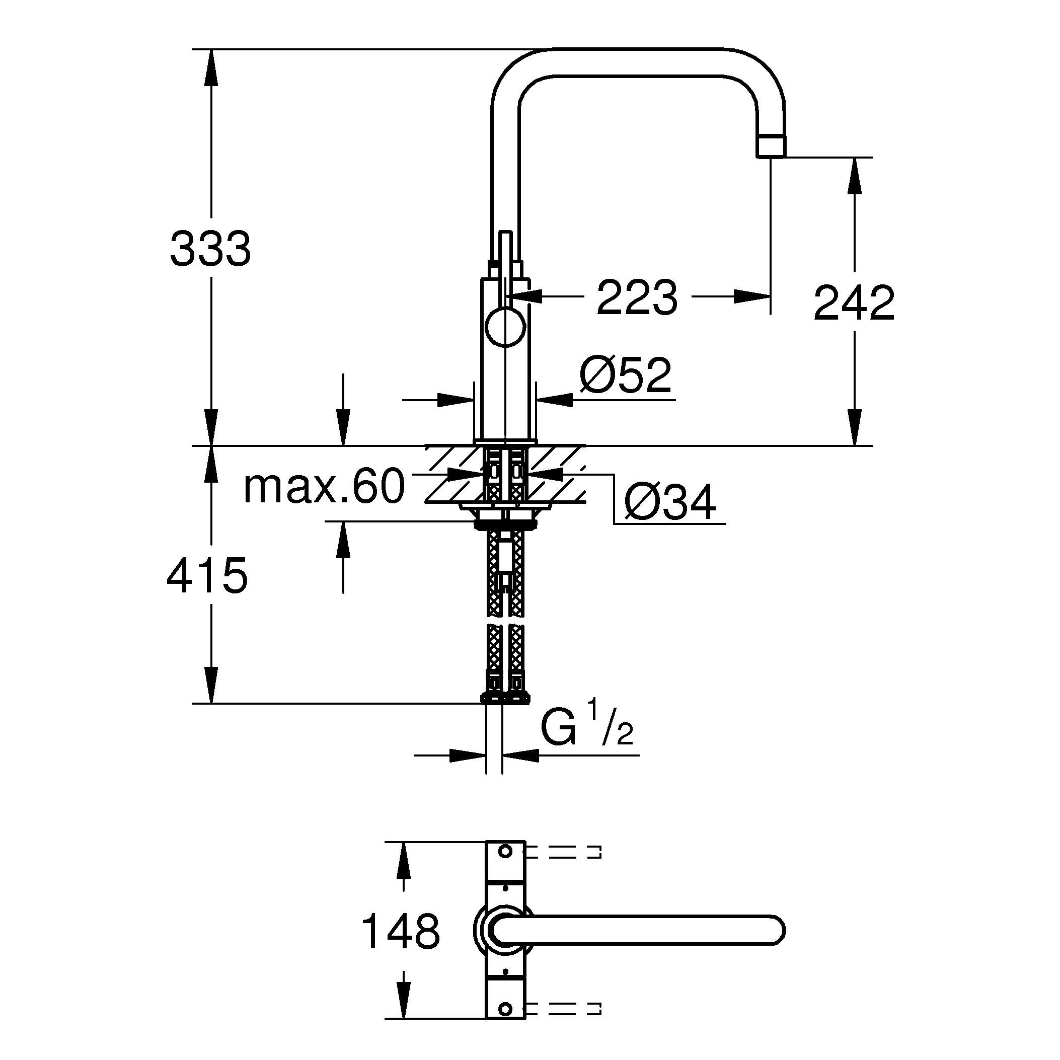 Grohe Ambi Cosmopolitan Gloss Chrome-plated Kitchen Dual lever Tap