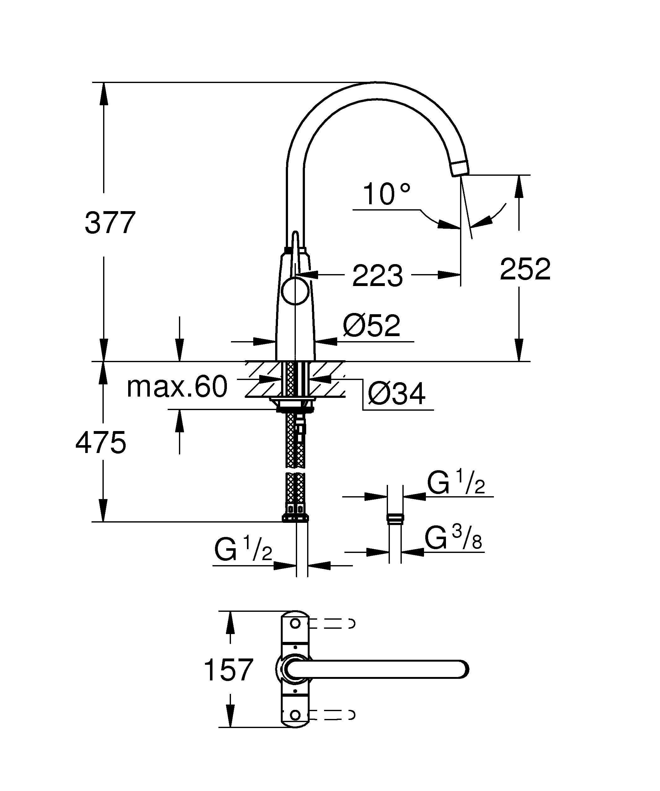Grohe Ambi Gloss Chrome-plated Kitchen Dual lever Tap