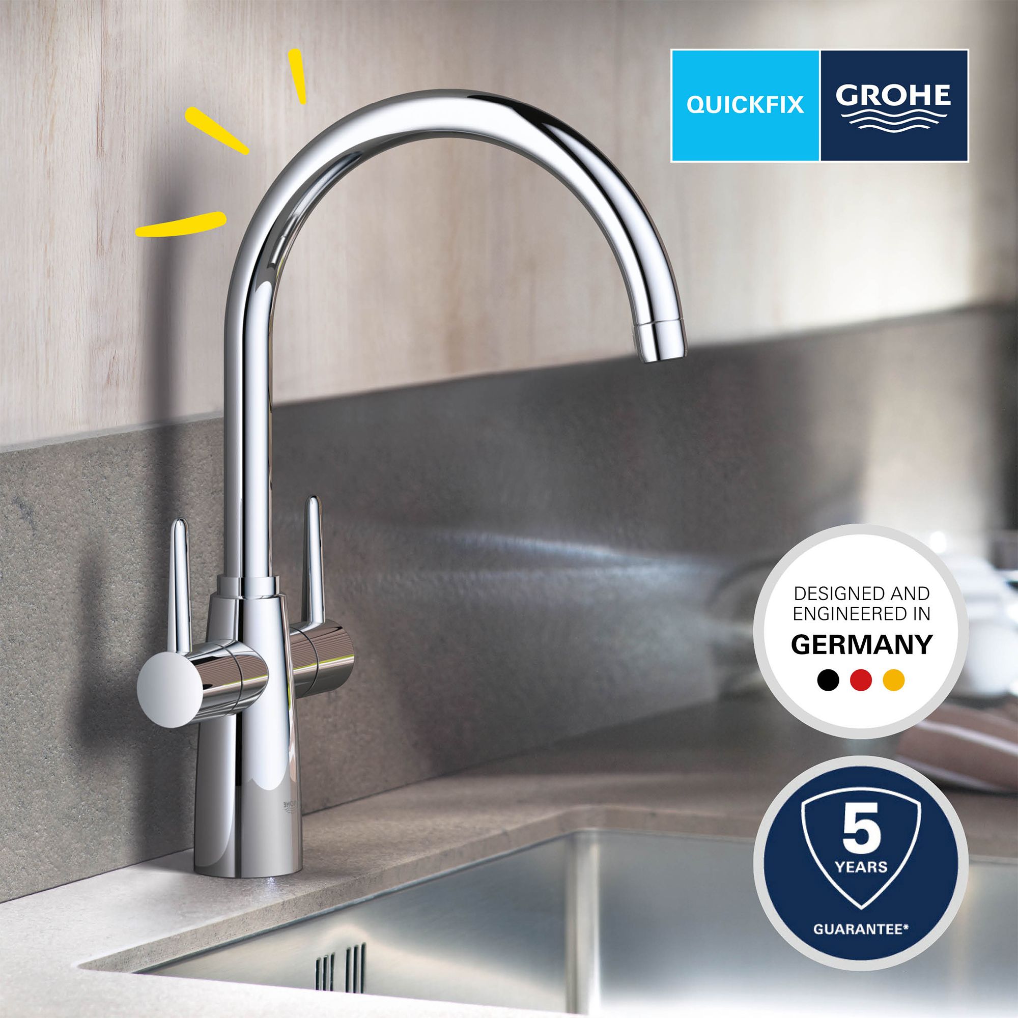 Grohe Ambi Gloss Chrome-plated Kitchen Dual lever Tap