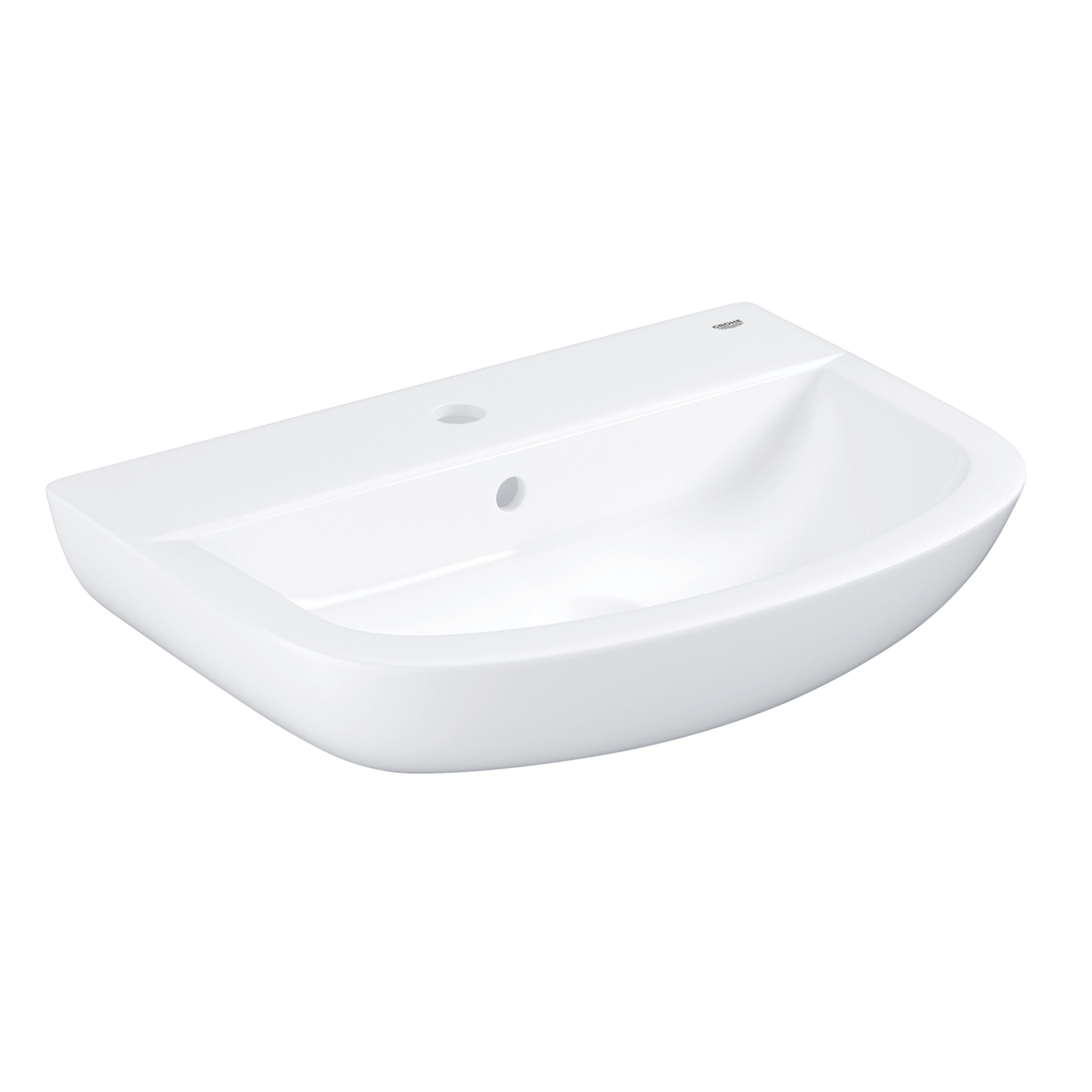 Grohe Bau Gloss Alpine white Round Wall-mounted Cloakroom Basin (W)55.3cm