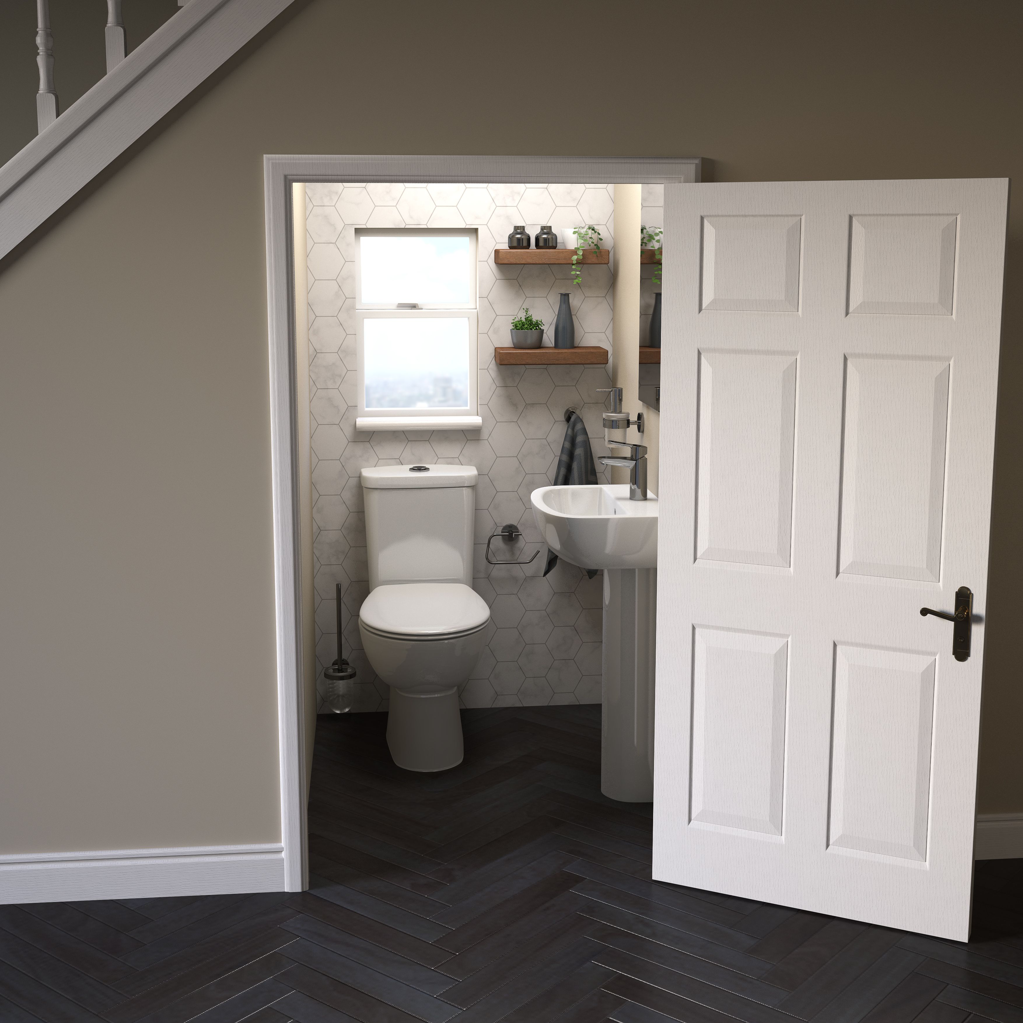 Grohe Bau White Close-coupled Toilet with Soft close seat & Close coupled cistern - 3