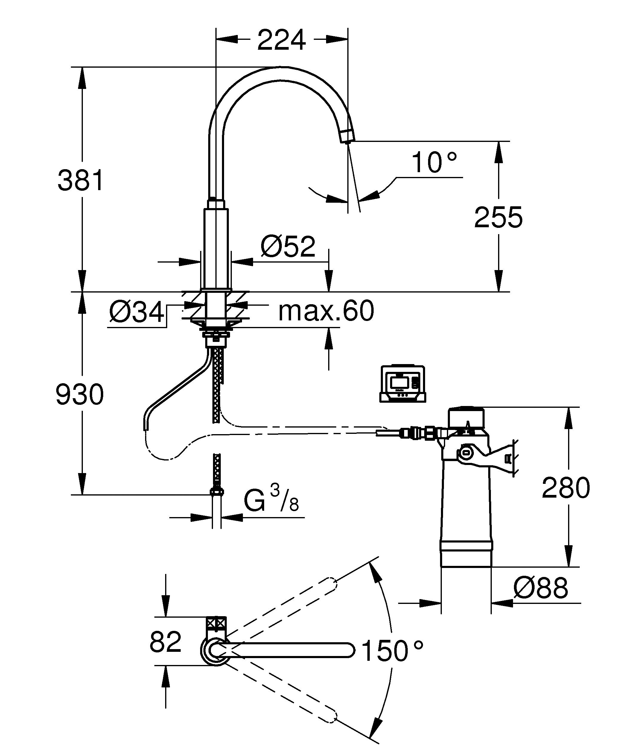 Grohe Blue Pure Chrome effect Filter tap
