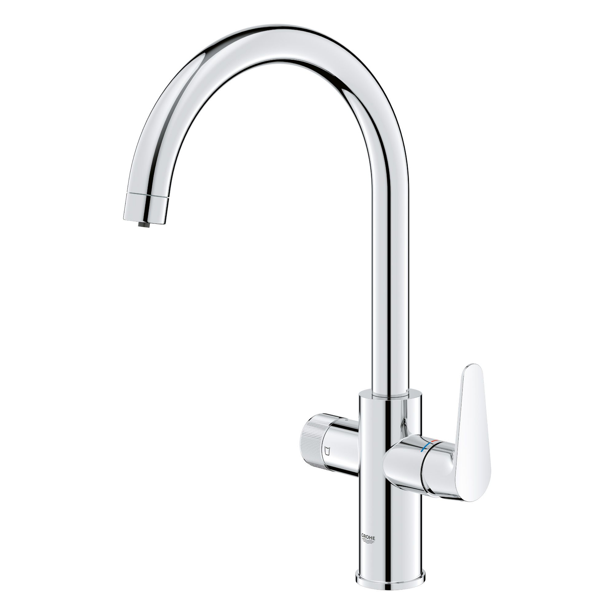 Grohe BLUE PURE STARTCURVE Chrome effect Chrome-plated C-Spout Kitchen Monobloc mixer Tap