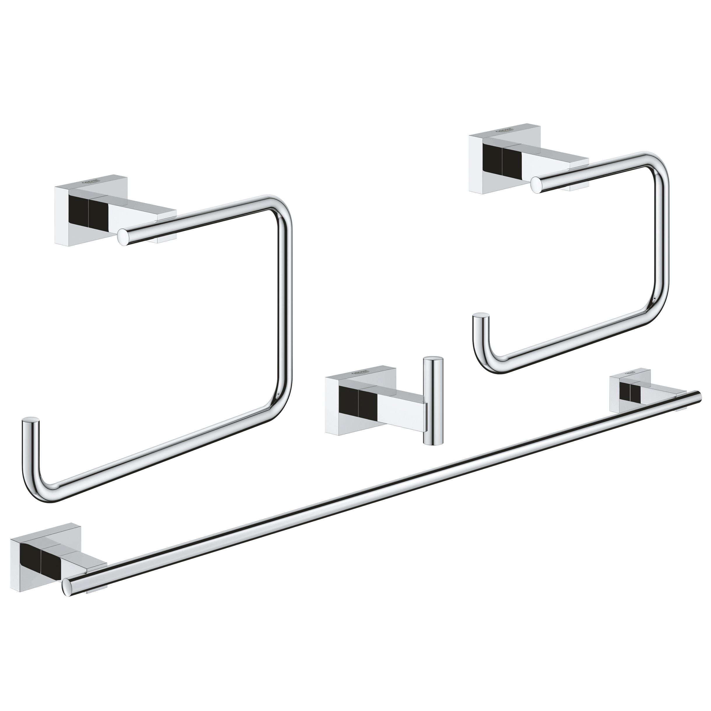 Grohe Essentials Cube Chrome effect Zinc alloy Bathroom accessory set, Set of 4