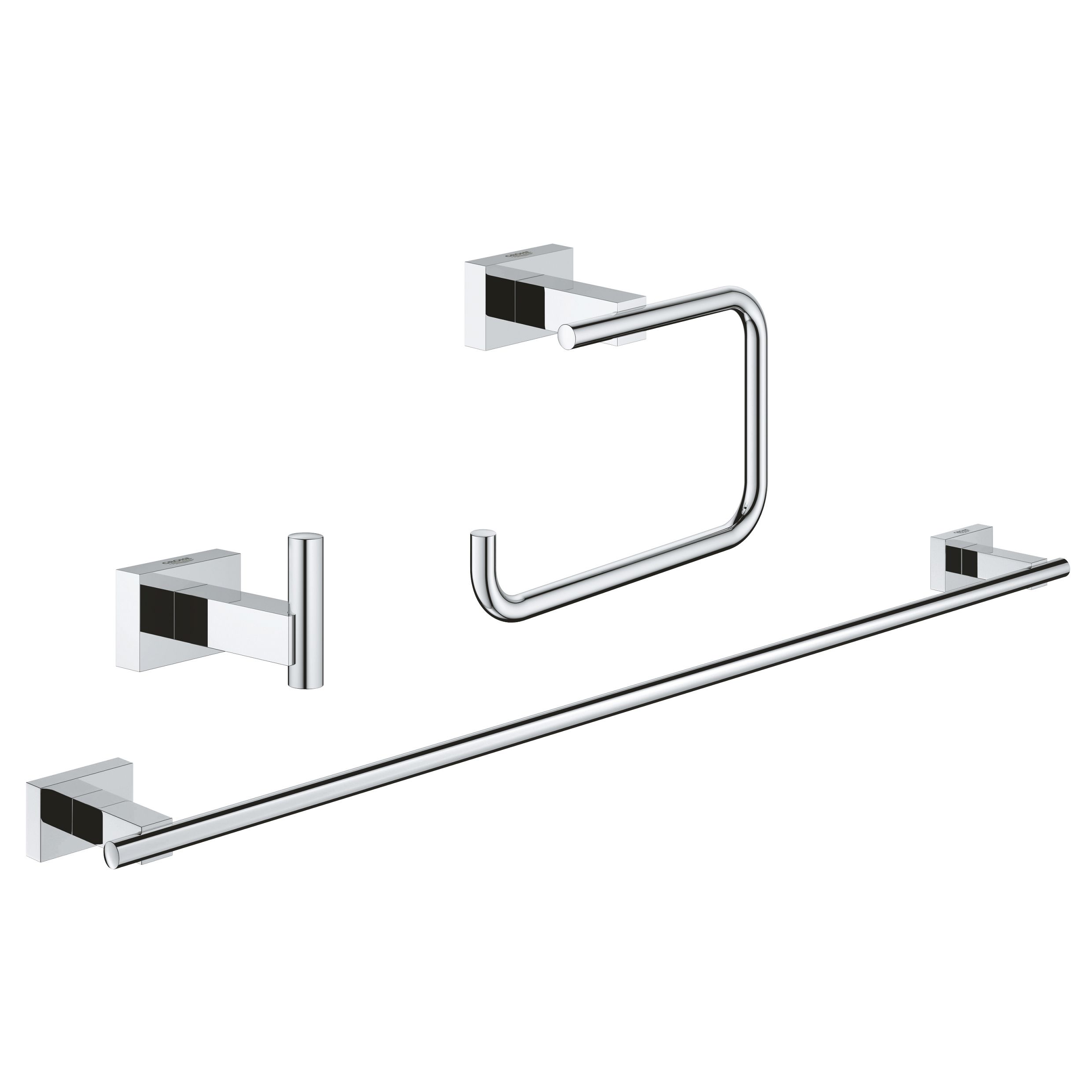 Grohe Essentials Cube Chrome Zinc alloy Bathroom accessory set, Set of 3
