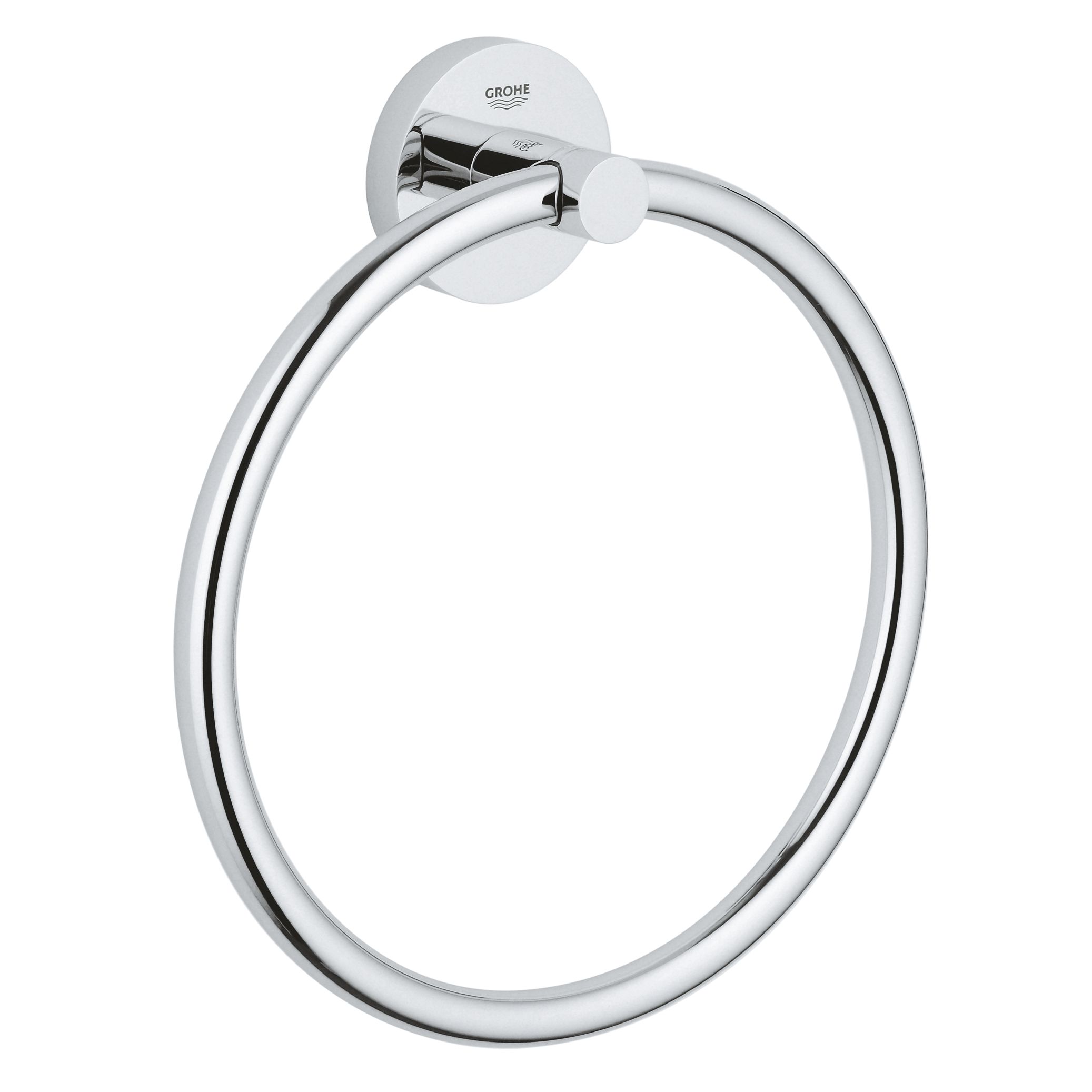 Grohe Essentials Gloss Polished Chrome Metal Wall-mounted Towel ring (W)4.4cm