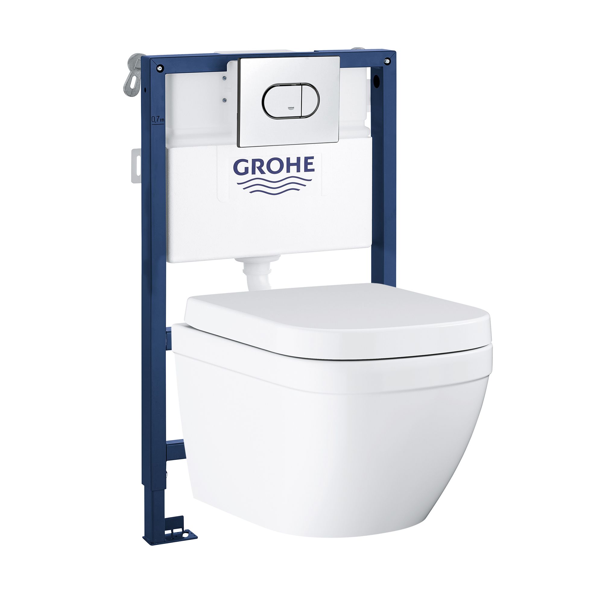 Grohe Euro Alpine White Rimless Comfort height Wall hung Toilet with Soft close seat & Low level cistern