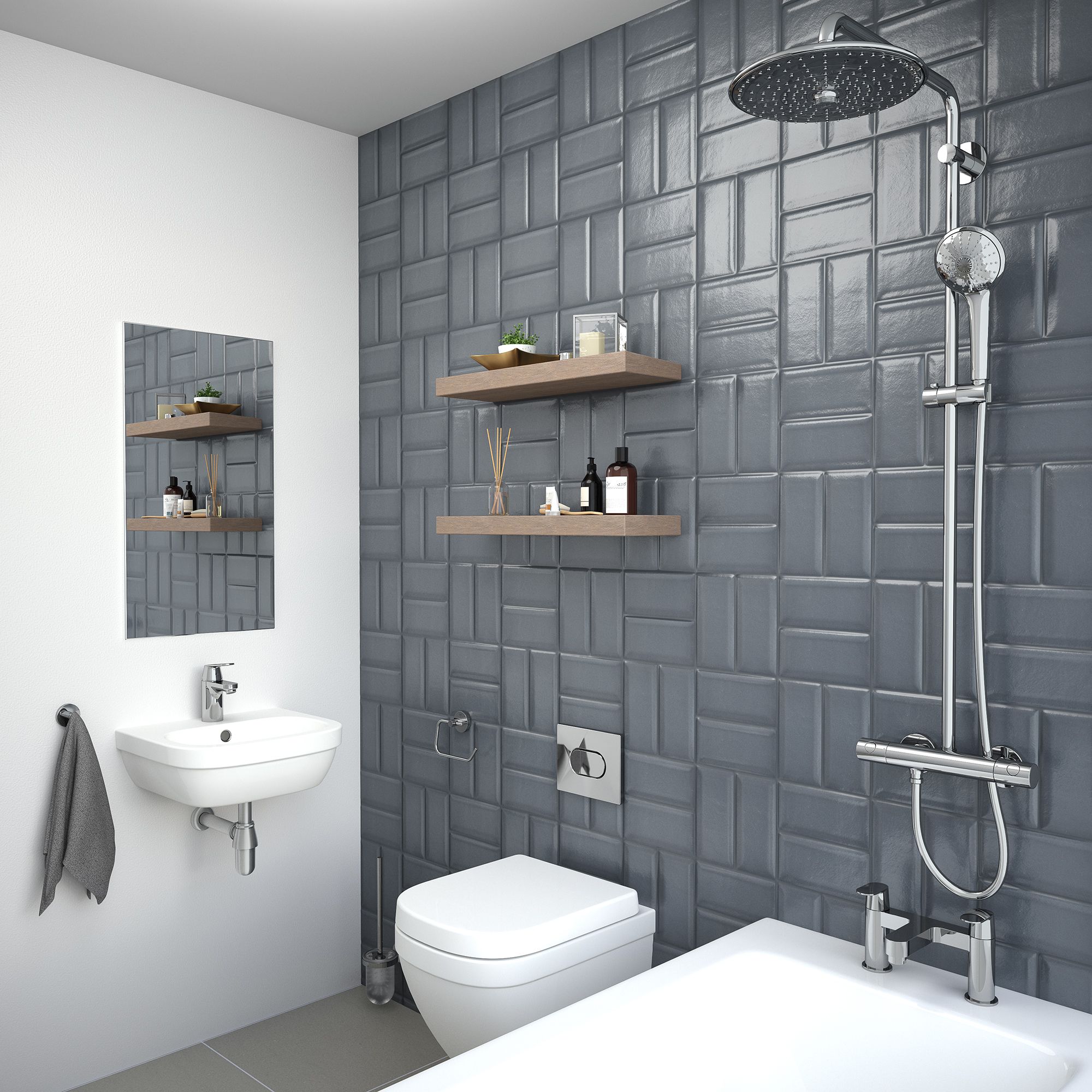 Grohe Euro Alpine White Rimless Comfort height Wall hung Toilet with Soft close seat & Low level cistern