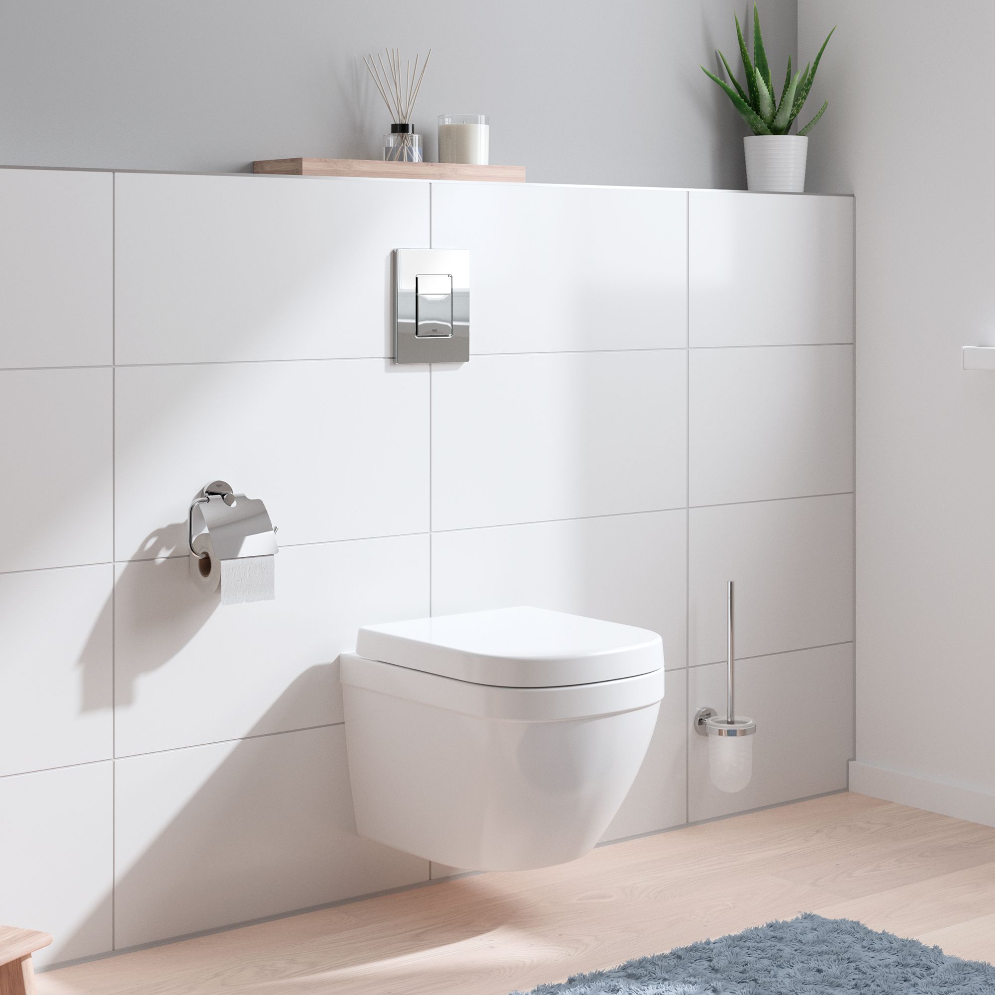 Grohe Euro Alpine White Rimless Wall hung Toilet with Soft close seat & Concealed cistern