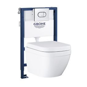 Grohe Euro Alpine White Wall hung Comfort height Toilet & cistern with Soft close seat