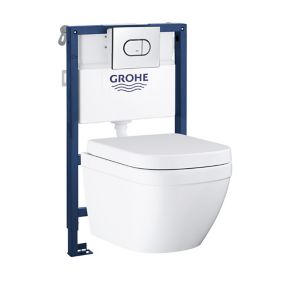 Grohe Euro Alpine White Wall hung Comfort height Toilet with Soft close seat & Low level cistern