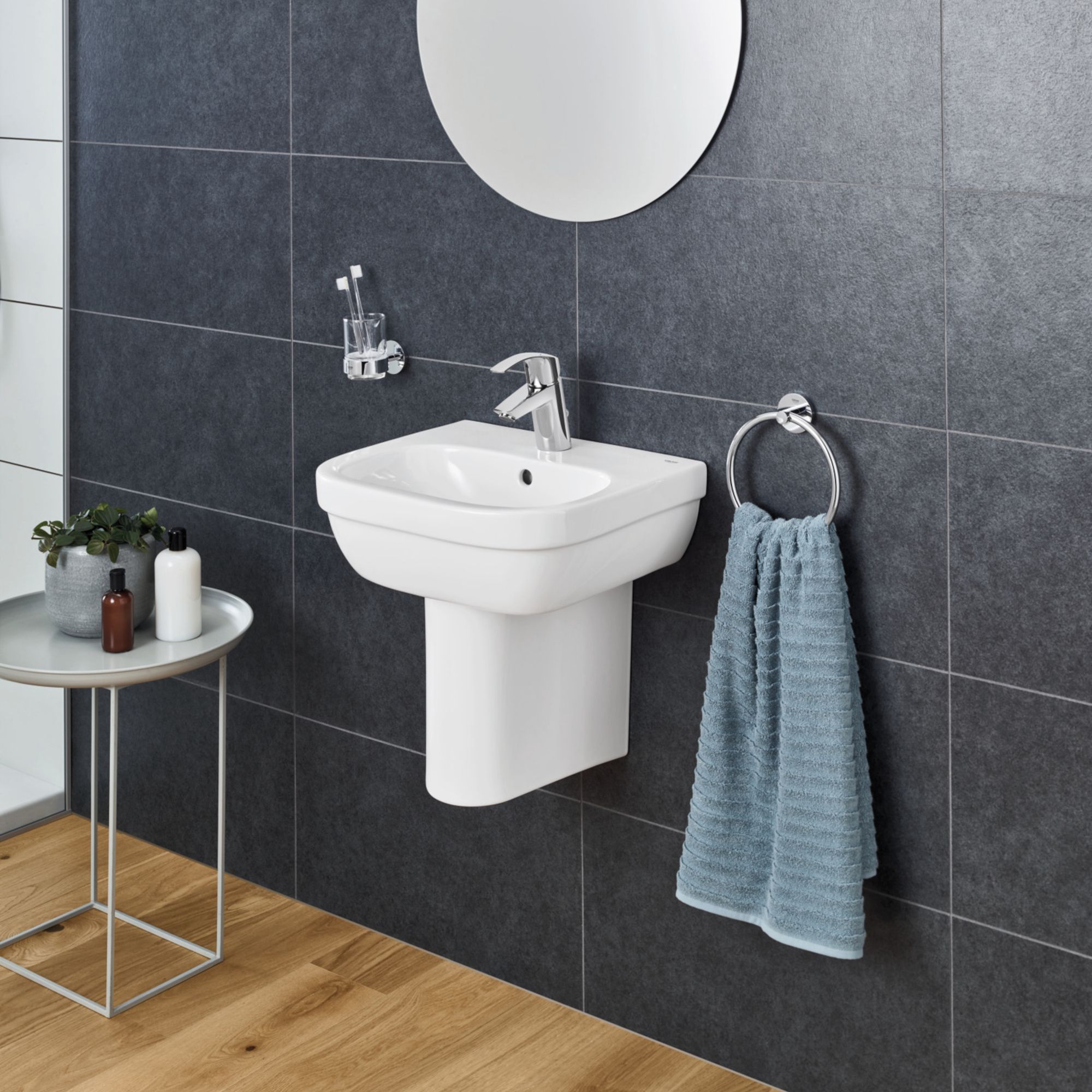 Grohe Euro Alpine White Wall-mounted Bathroom Semi pedestal (H)30cm (W)21cm