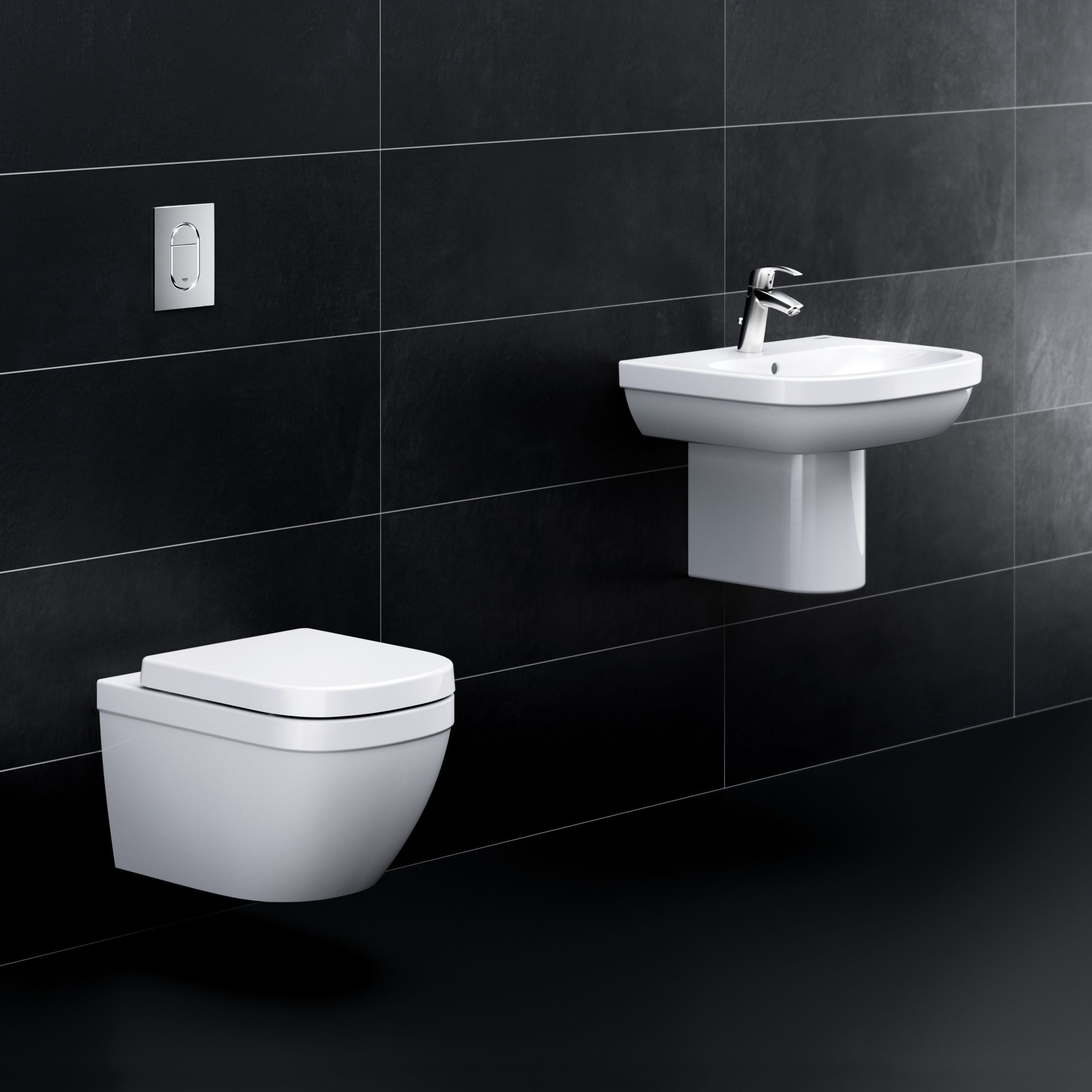 Grohe Euro Alpine White Wall-mounted Bathroom Semi pedestal (H)30cm (W)21cm