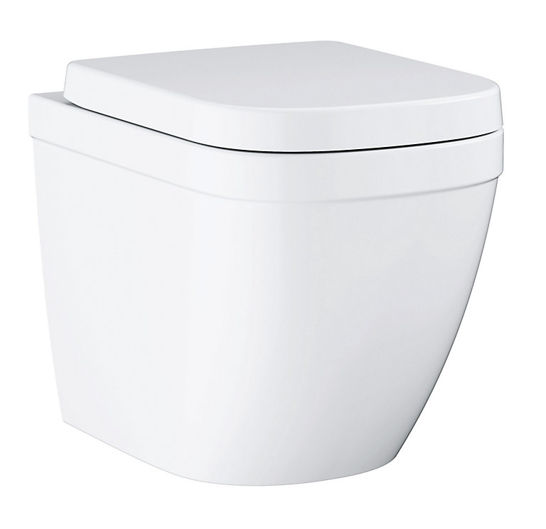 KLARA Toilet WC Back to Wall Ceramic white Cloakroom Rimless Slim Soft Close Seat 