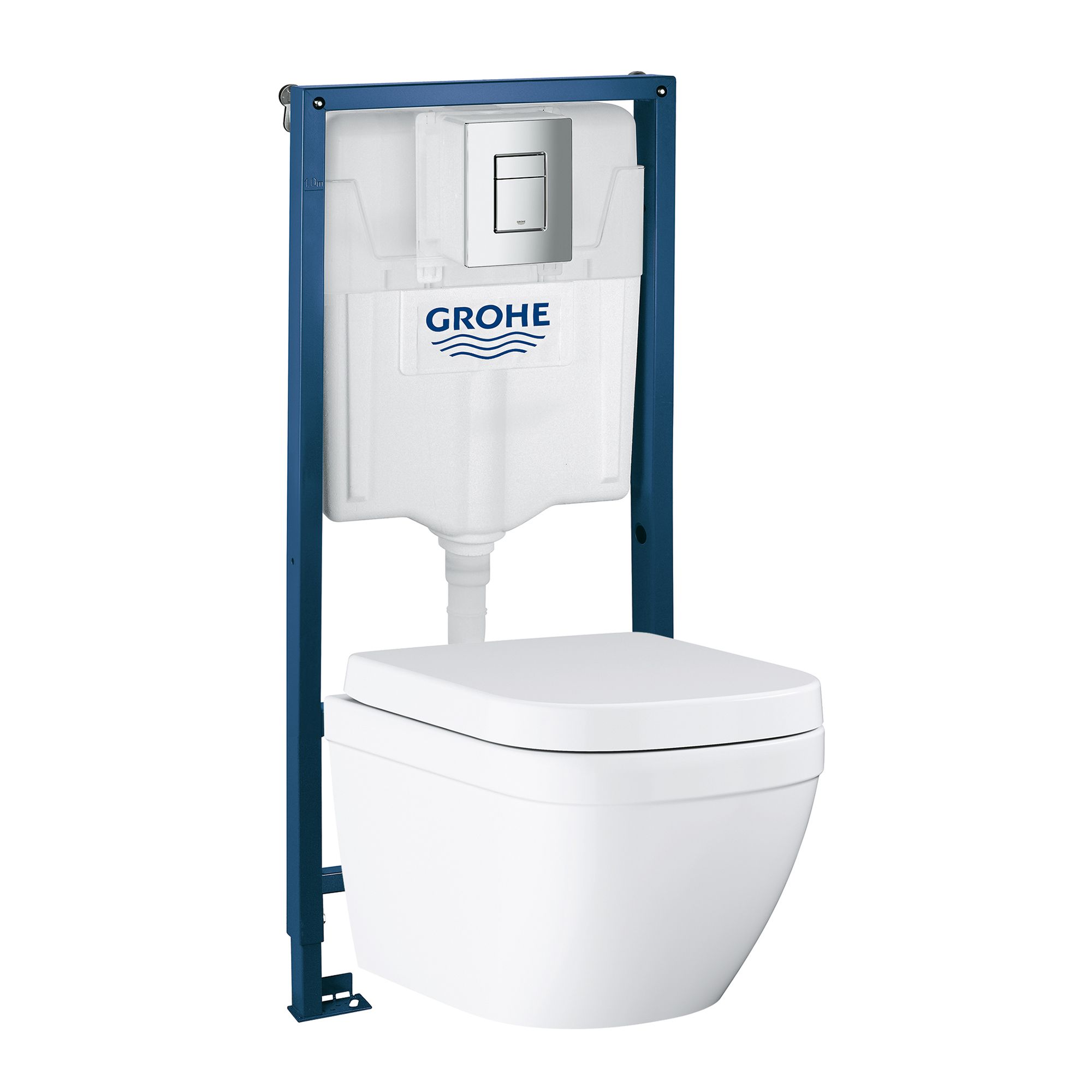 Grohe Euro Contemporary Wall hung Rimless Standard Toilet & cistern with Soft close seat | DIY at