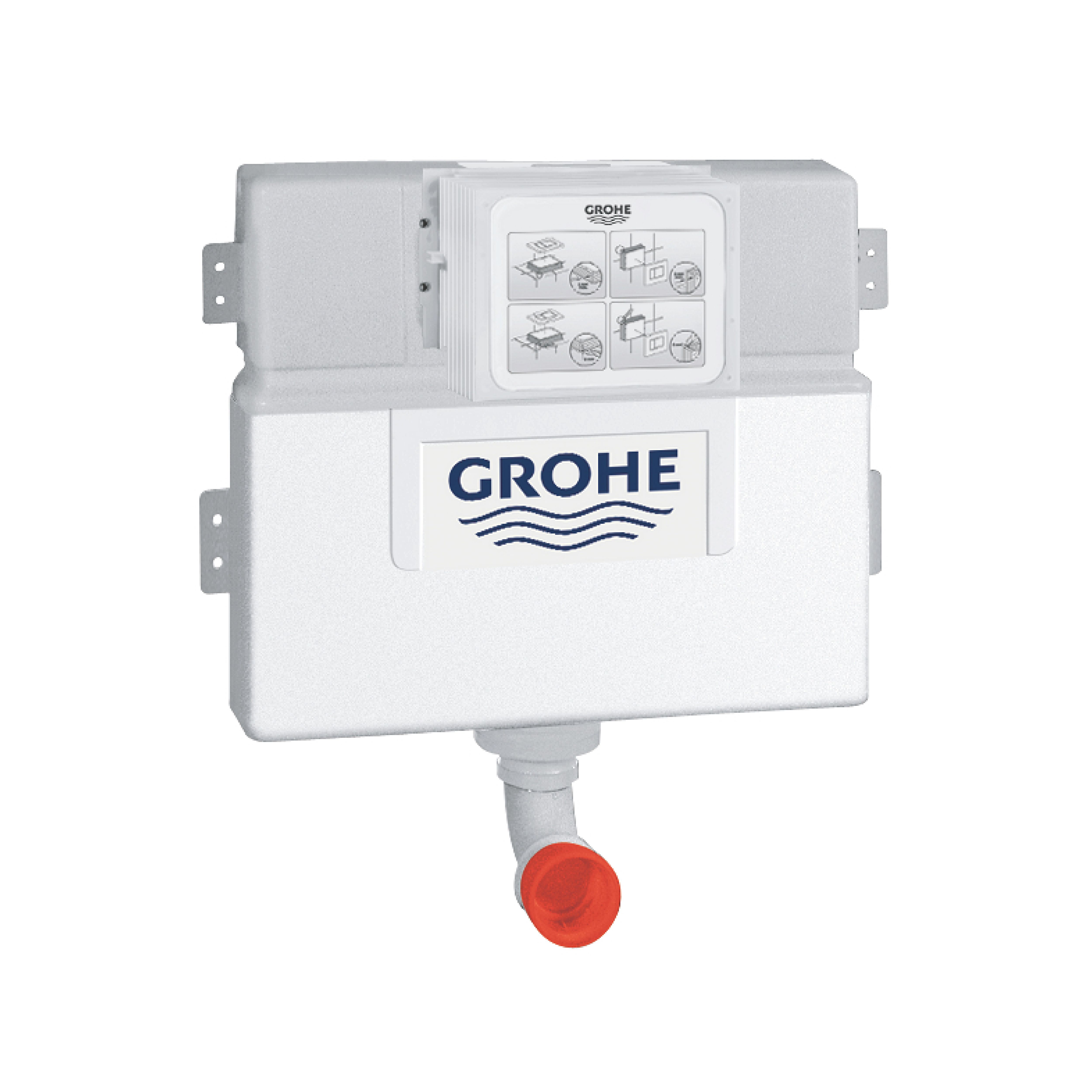 Grohe Euro Even Alpine White Back to wall close-coupled Oval Toilet with Soft close seat & Concealed cistern & matt black plate