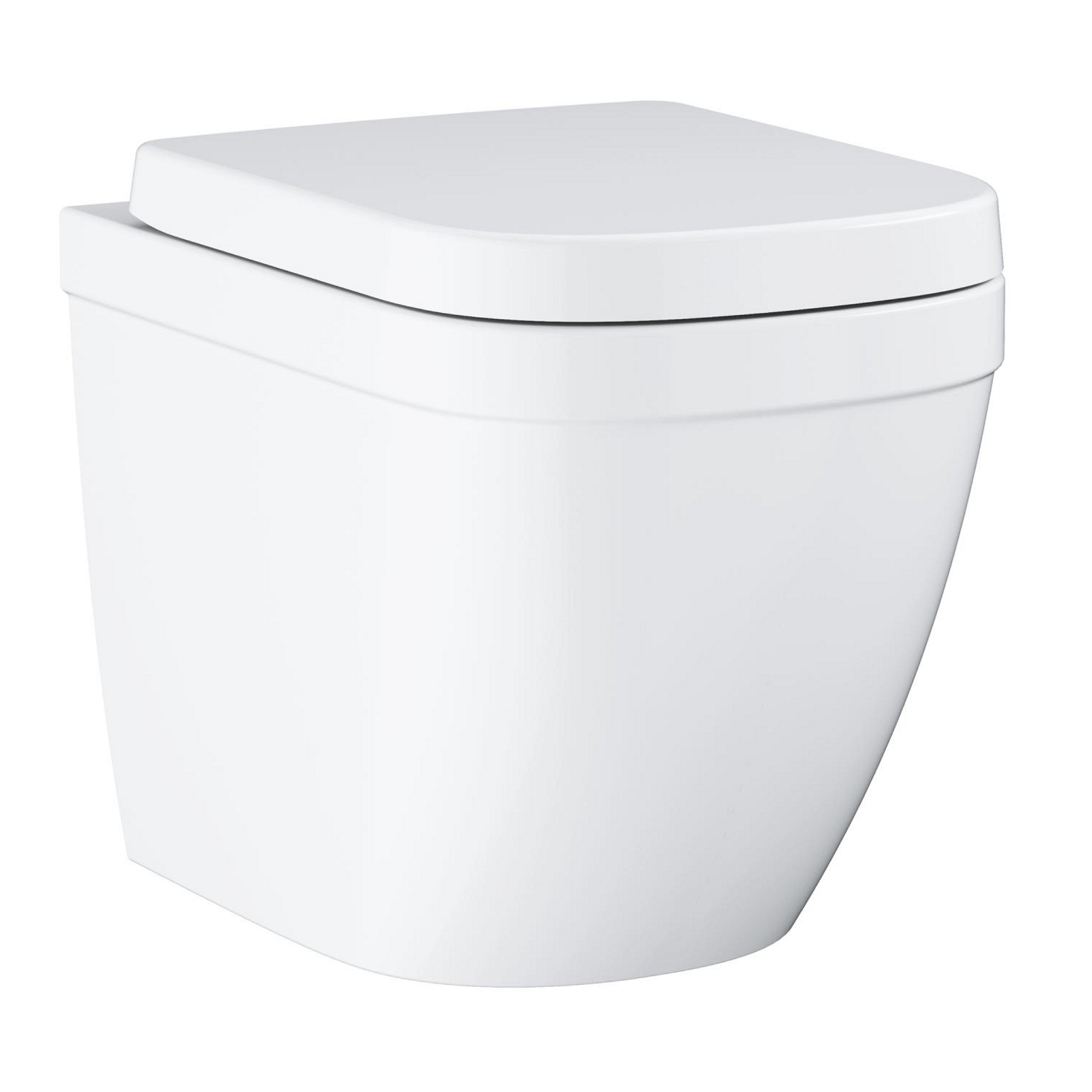 Grohe Euro Even Alpine White Back to wall close-coupled Oval Toilet with Soft close seat & Concealed cistern & matt black plate