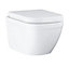 Grohe Euro Even Alpine White Standard Wall hung Oval Toilet & cistern with Soft close seat & plate kit