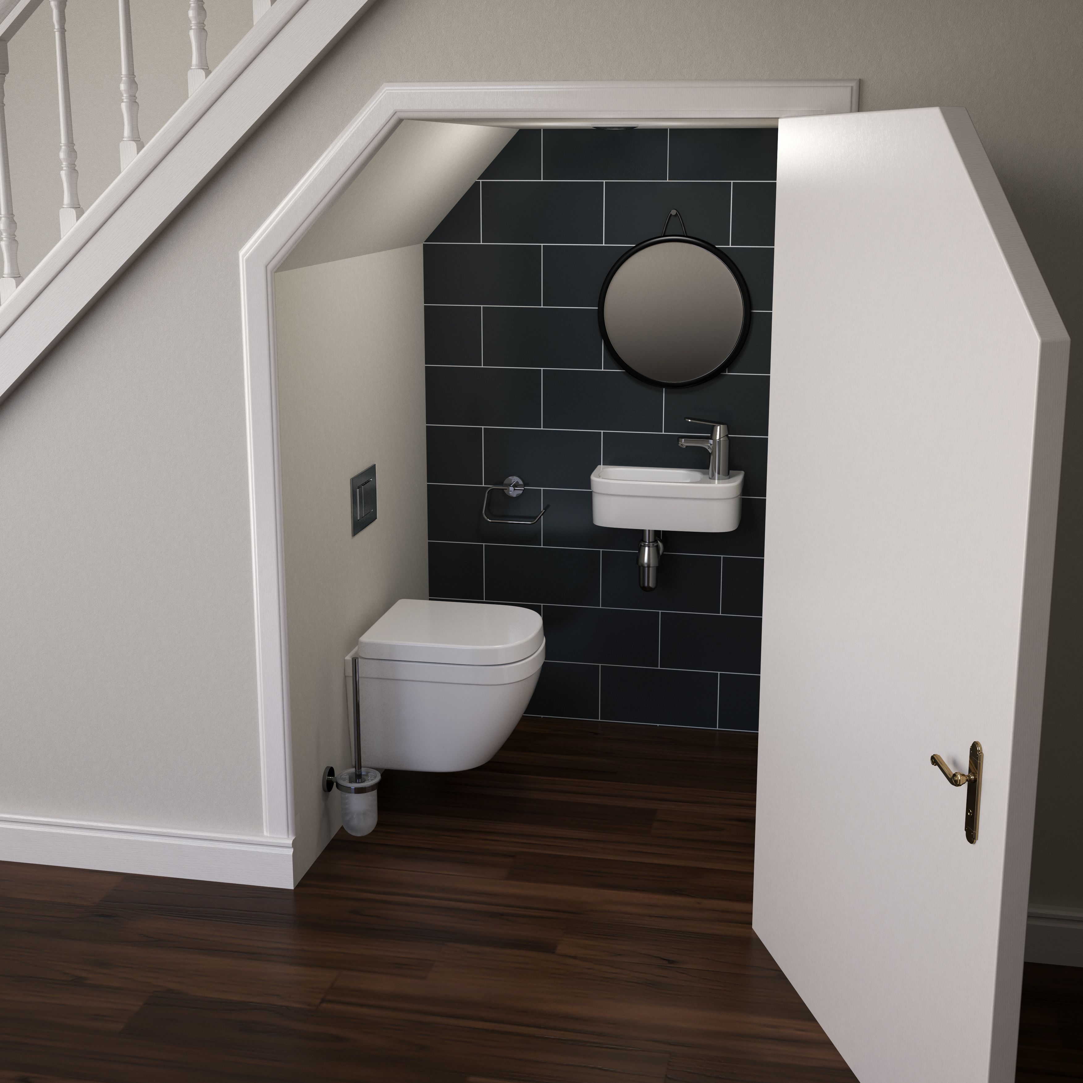 Grohe Euro Gloss Alpine white Rectangular Wall-mounted Micro Basin (W)37cm - 3