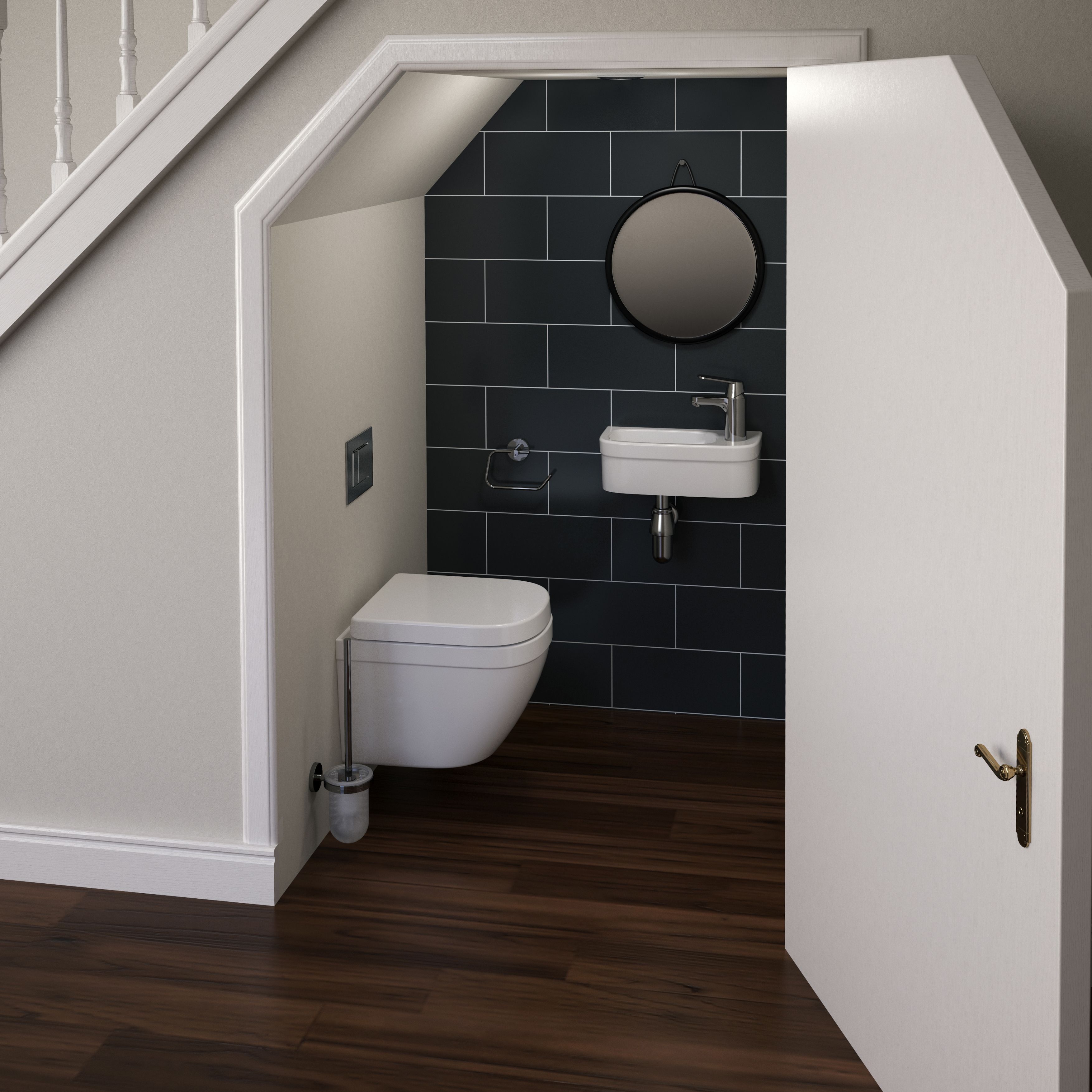 Grohe Euro Gloss Alpine white Rectangular Wall-mounted Micro Basin (W)37cm - 5