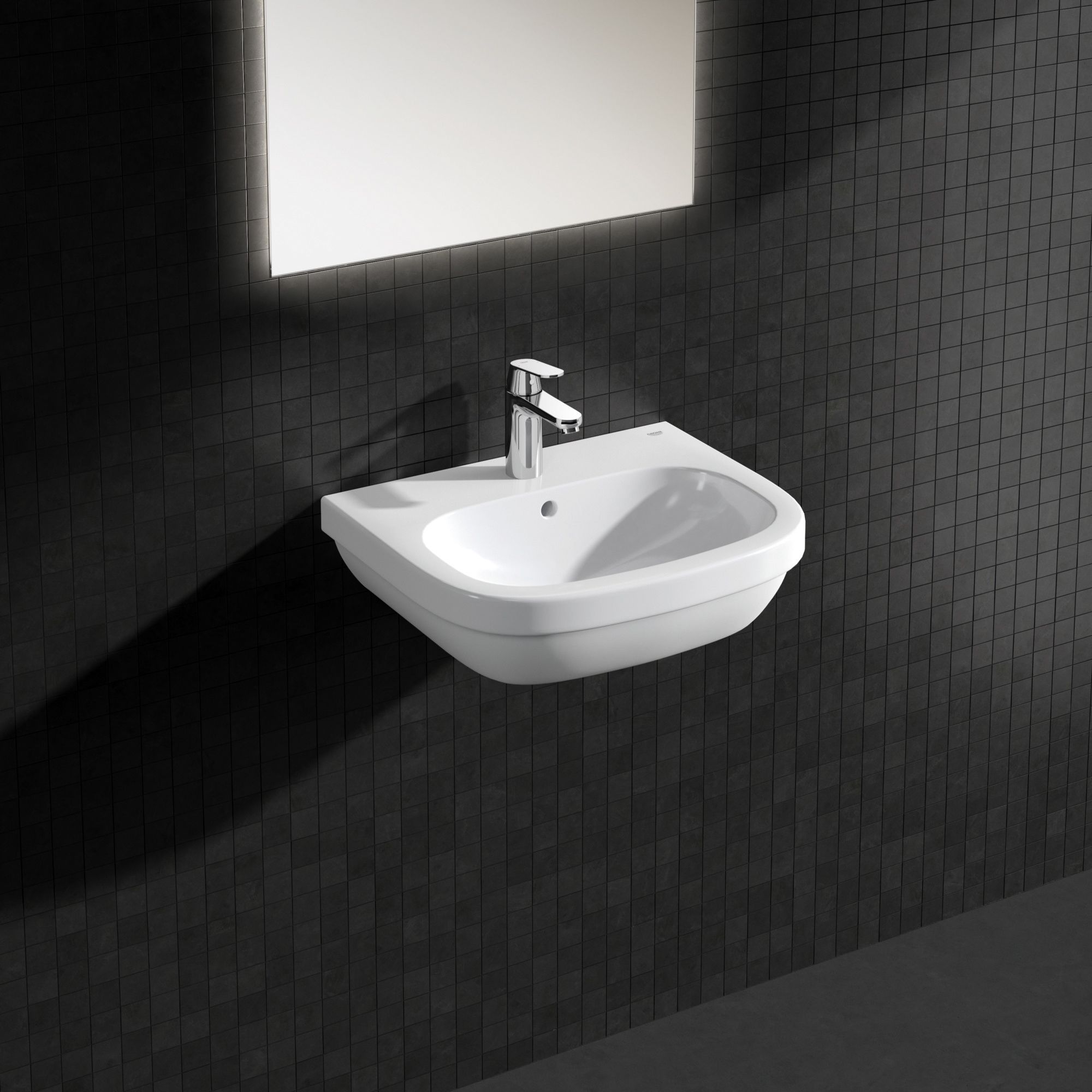 Grohe Euro Gloss Alpine white Round Wall-mounted Cloakroom Basin (W)55cm - 3