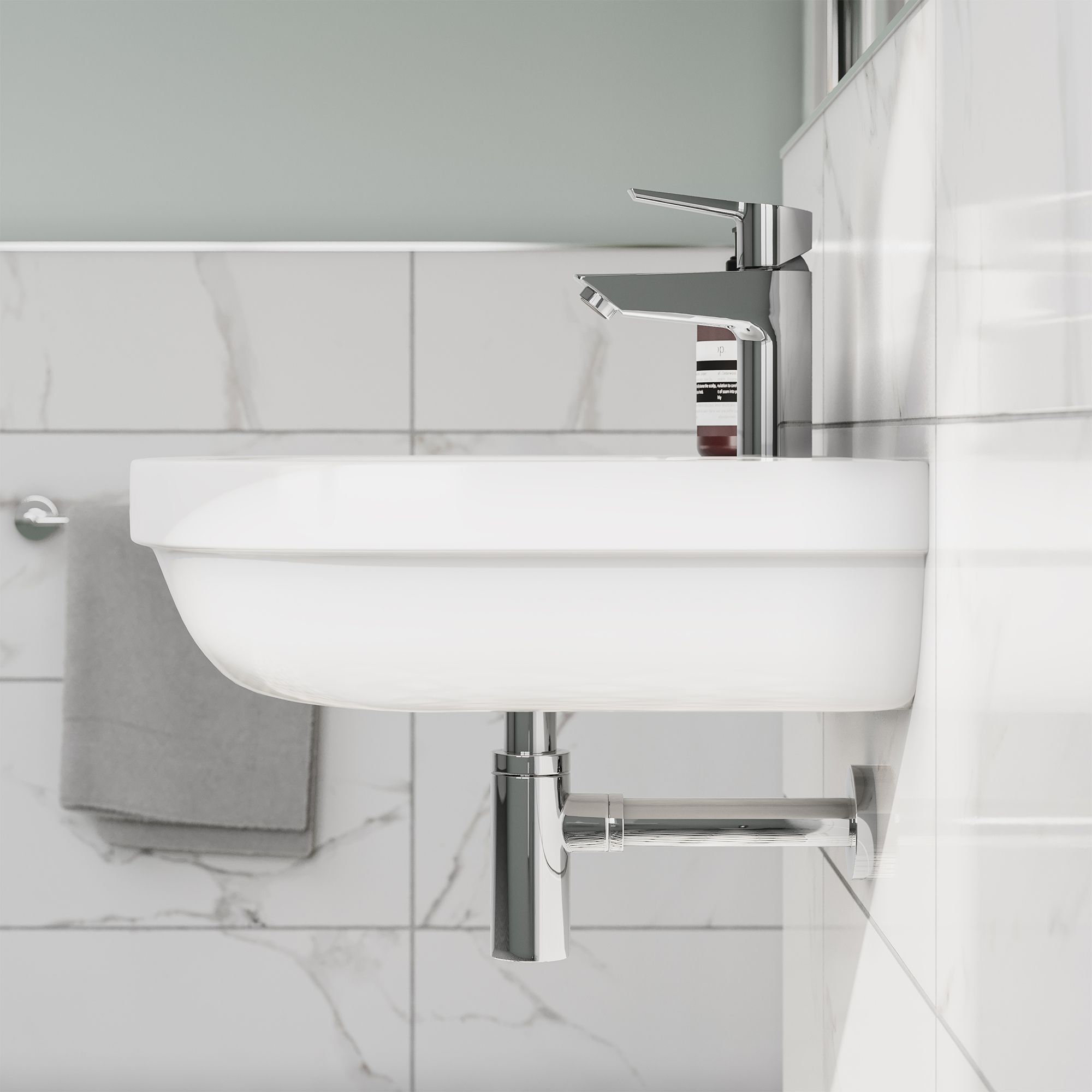 Grohe Euro Gloss Alpine white Round Wall-mounted Cloakroom Basin (W)55cm