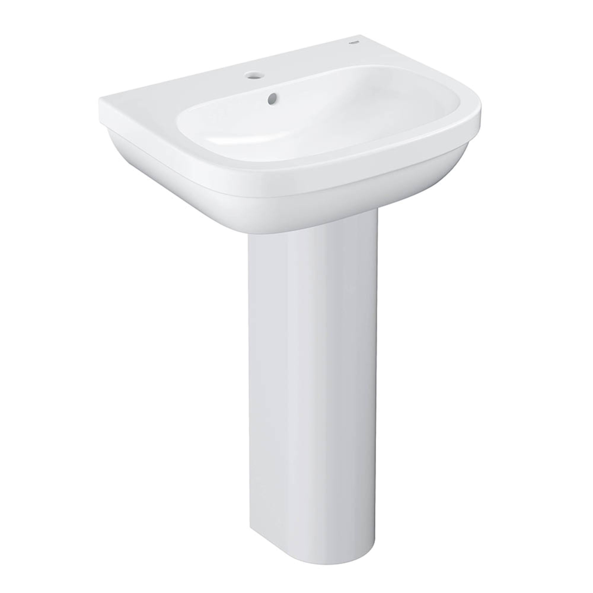 Grohe Euro Gloss White Oval Floor-mounted Full pedestal Basin