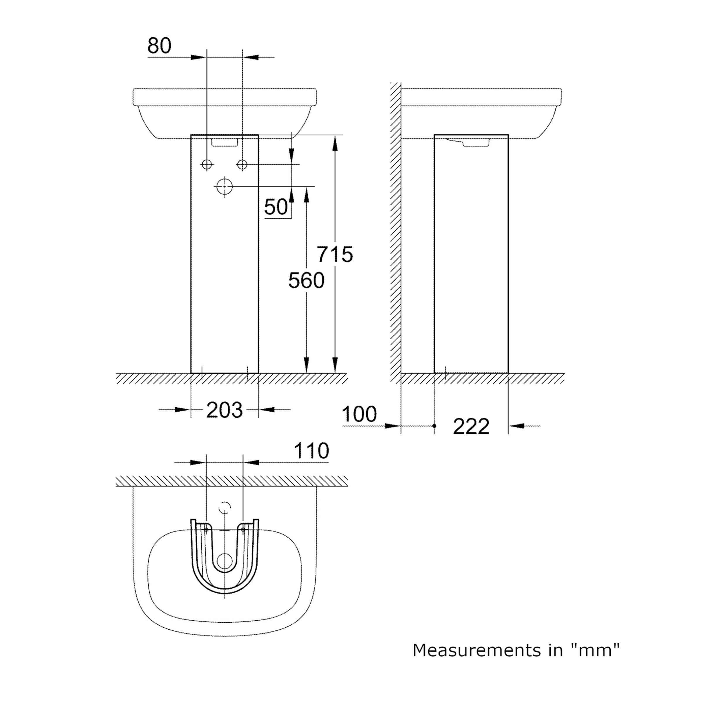 Grohe Euro Gloss White Oval Floor-mounted Full pedestal Basin - 6