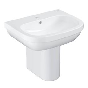 Grohe Euro Gloss White Oval Wall-mounted Semi-pedestal Basin
