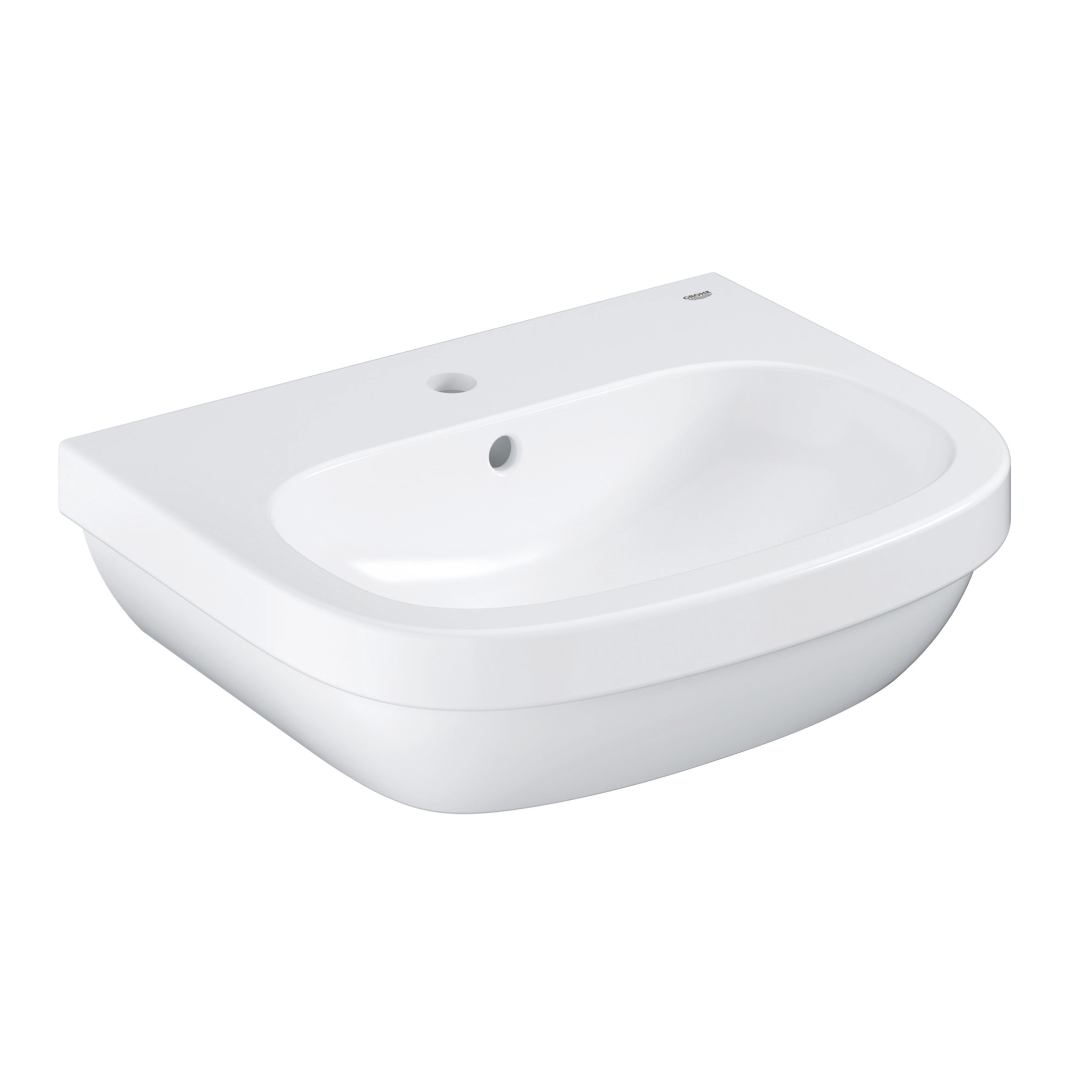 Grohe Euro Gloss White Oval Wall-mounted Semi-pedestal Basin