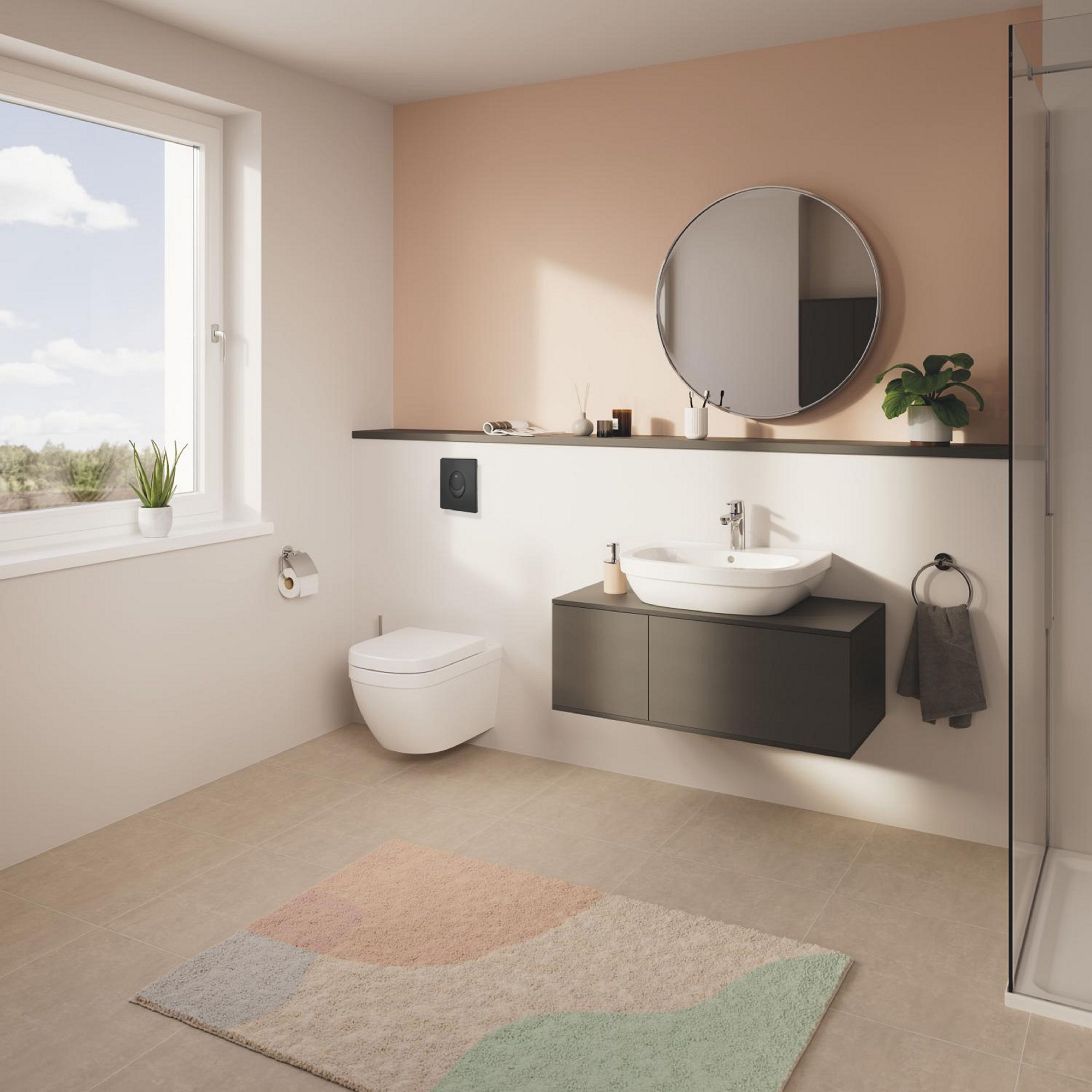 Grohe Euro Start Alpine White Rimless Oval Wall hung Toilet with Soft close seat & Concealed cistern