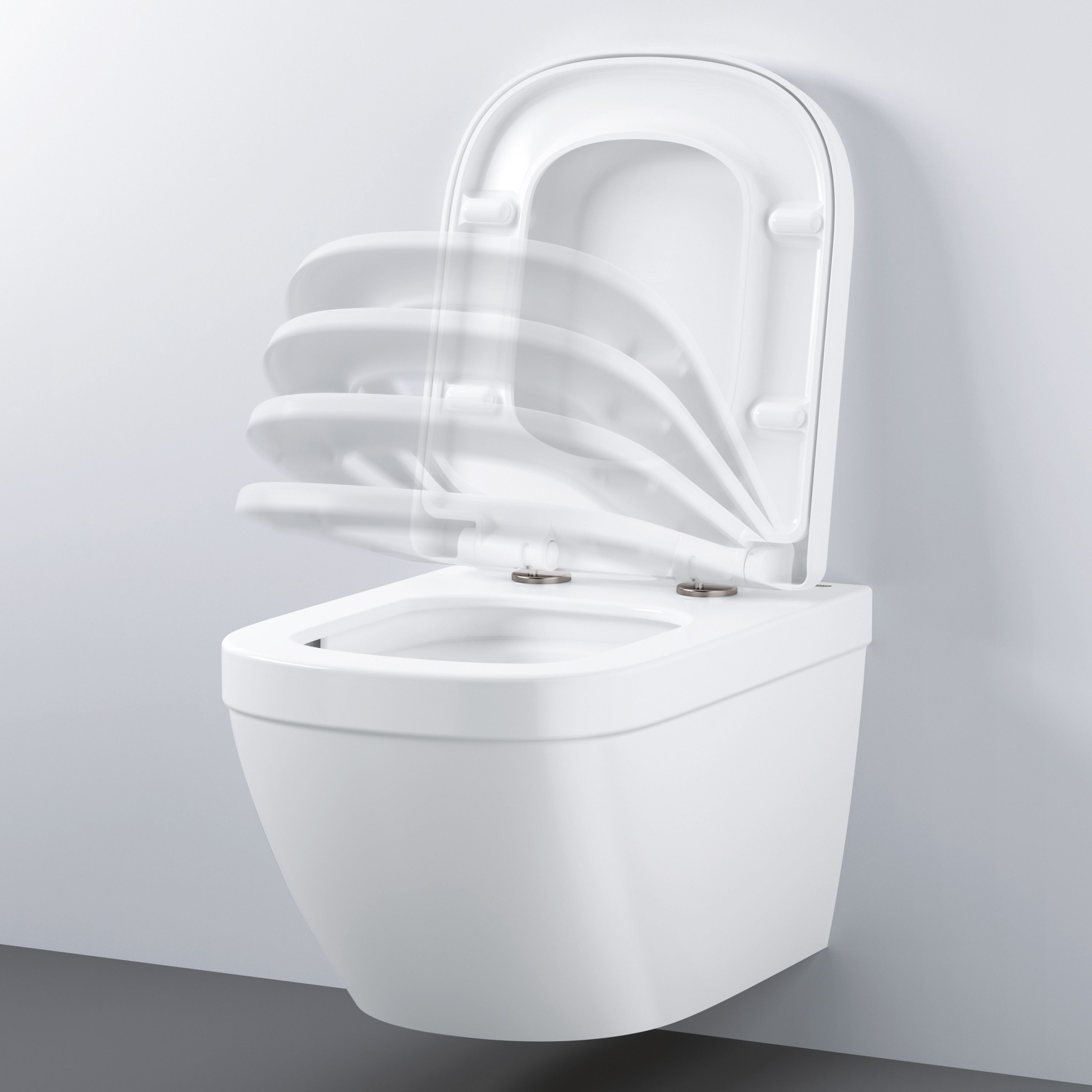 Grohe Euro White Rimless Wall hung Toilet set with Soft close seat
