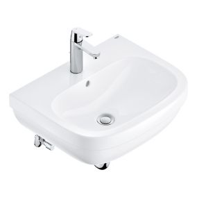 Grohe Eurosmart Cosmopolitan & Euro Alpine white Curved Wall-mounted Cloakroom Basin (W)59.5cm
