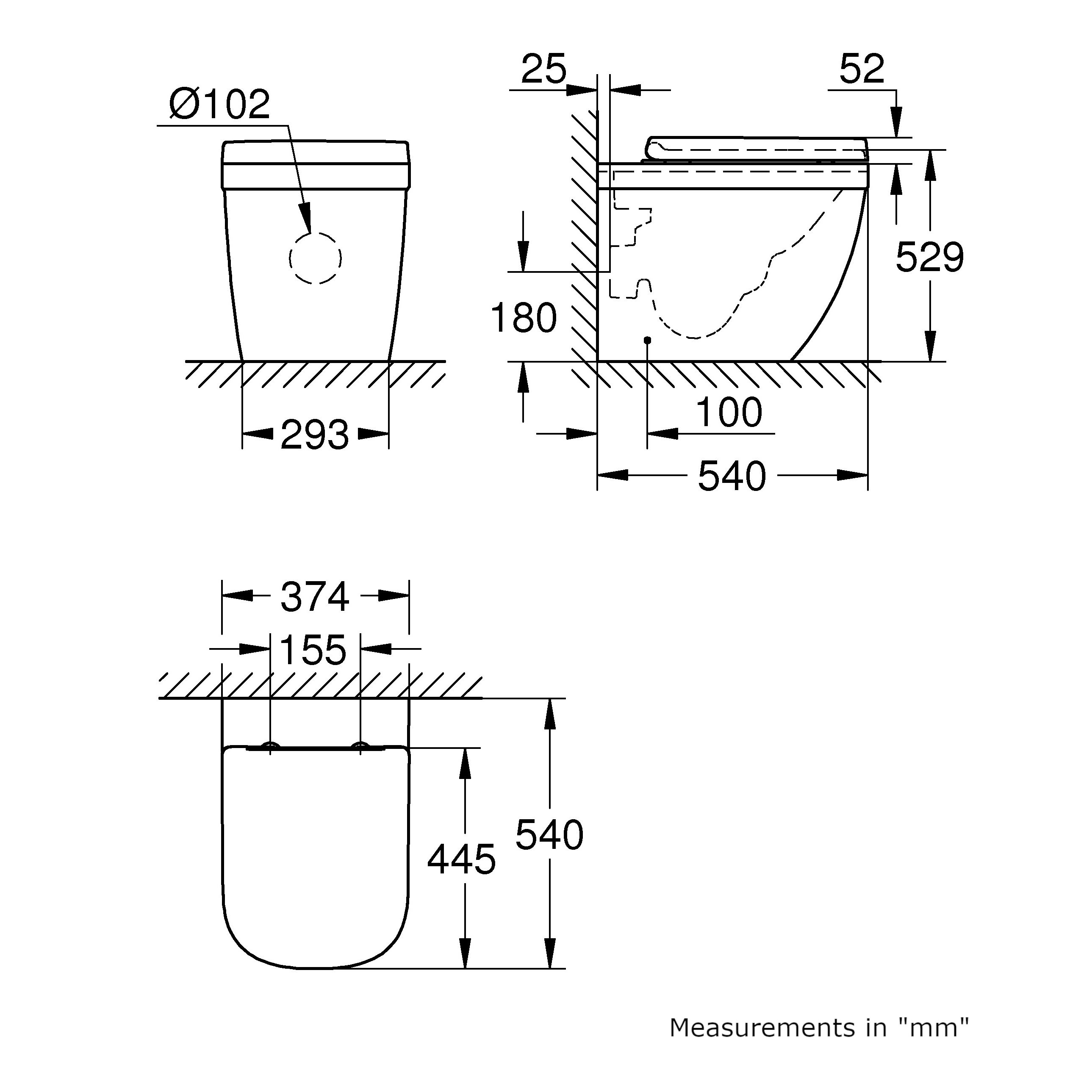 Grohe Even Alpine White Concealed Dual Cistern (H)455mm (W)41.5cm (D)14cm - 10
