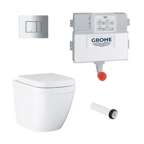 Grohe Even & Euro Alpine White Back to wall Toilet & cistern with Soft close seat