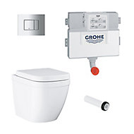 Grohe Even & Euro Contemporary Back to wall Rimless Standard Toilet & cistern with Soft close seat