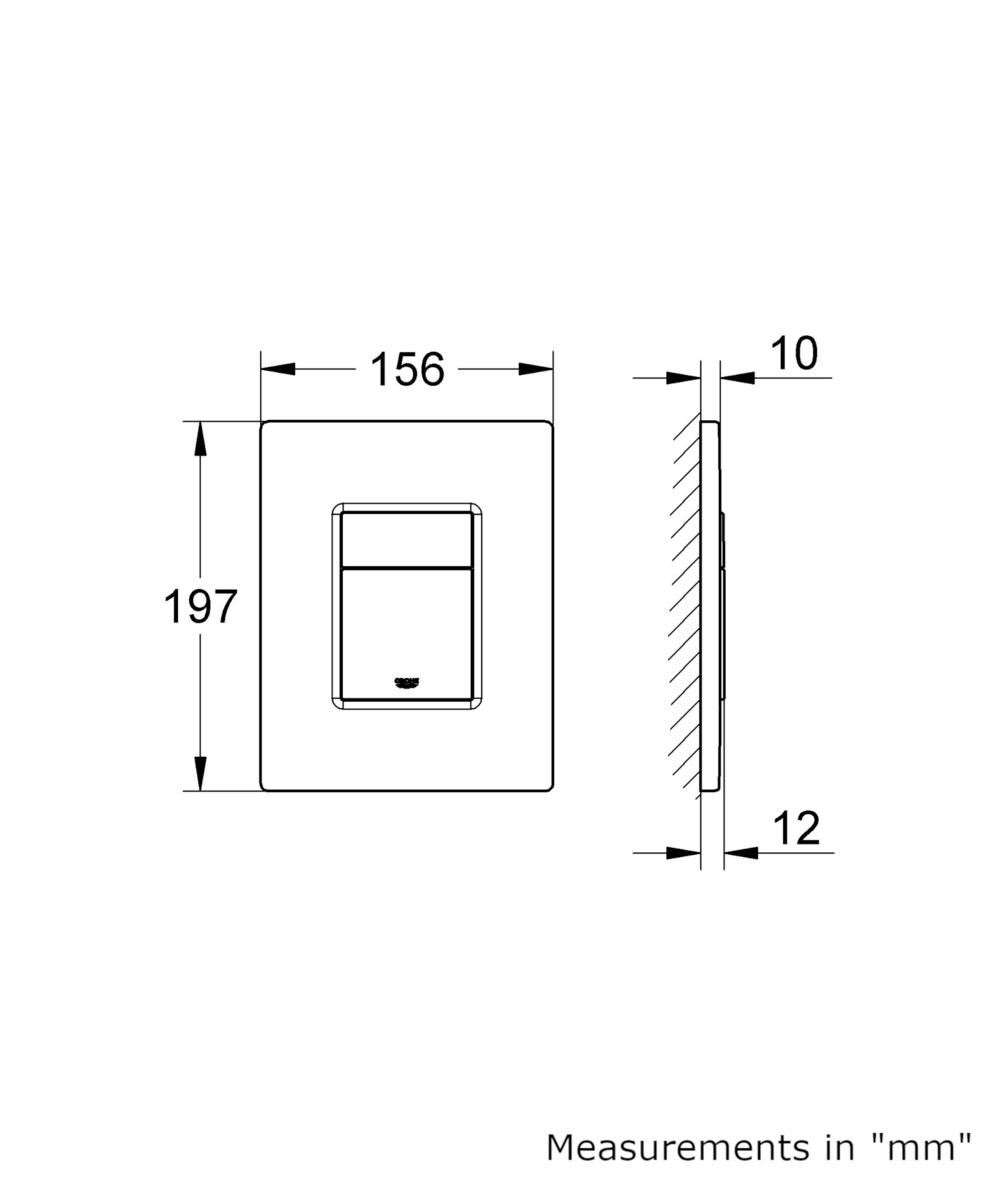 Grohe Even Gloss Dual Flushing plate (H)156mm (W)197mm