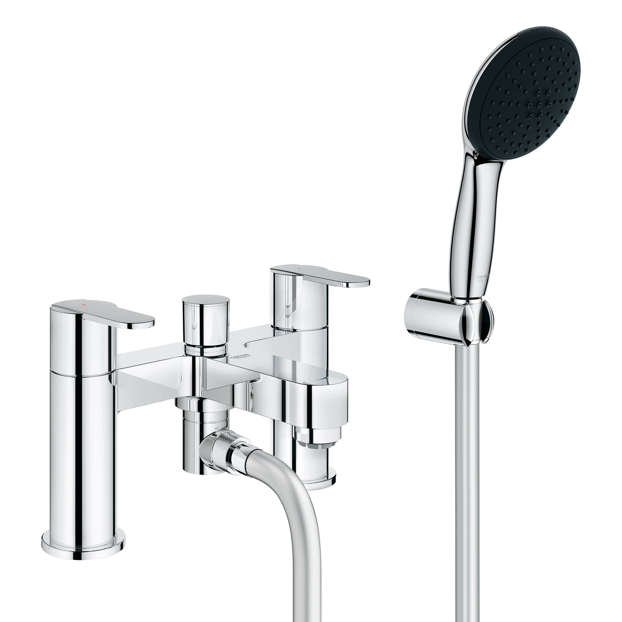 Grohe Get Chrome effect Deck-mounted Bath mixer tap with shower kit