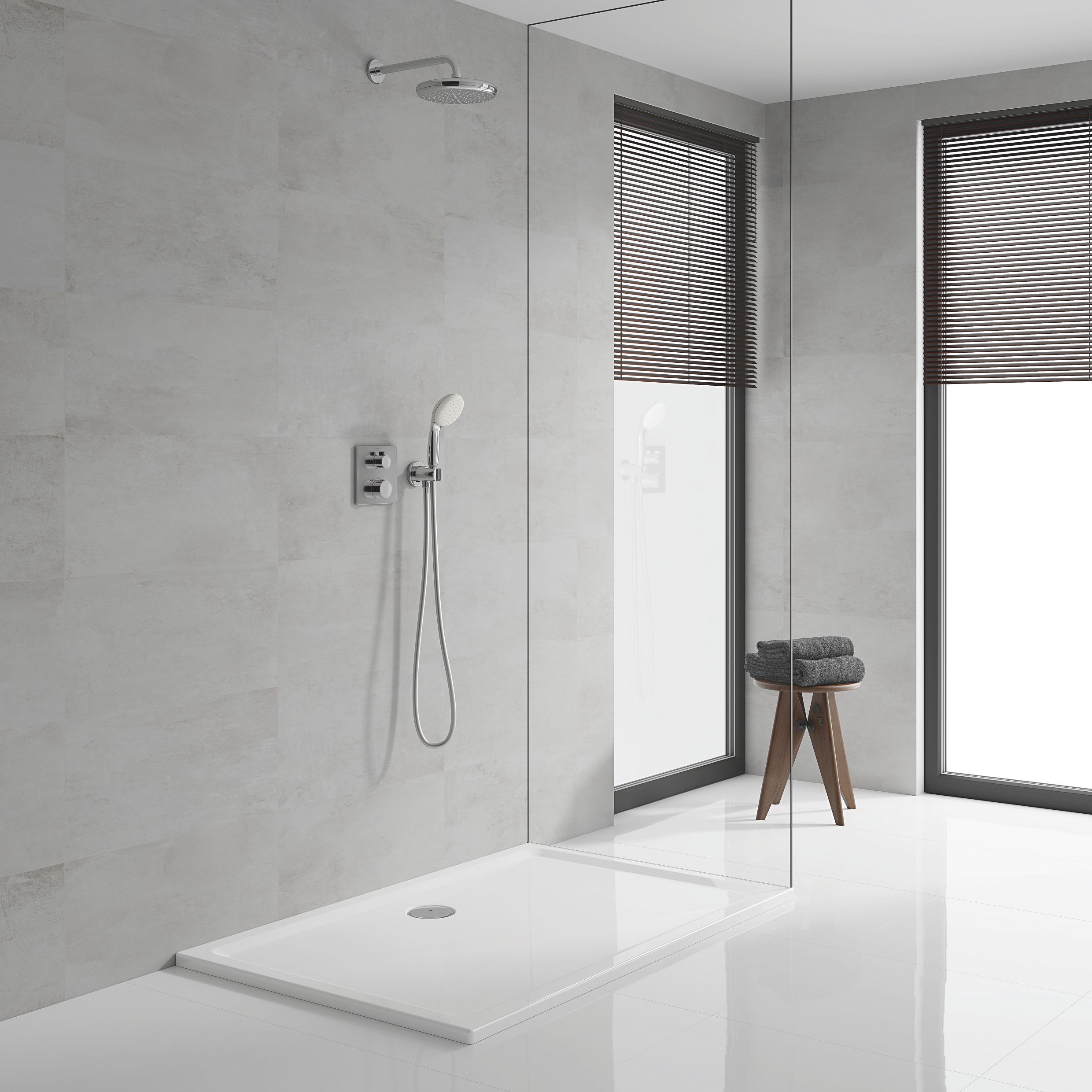 Grohe Grohtherm Concealed Chrome effect Thermostatic Mixer Multi head shower with 2 Shower heads