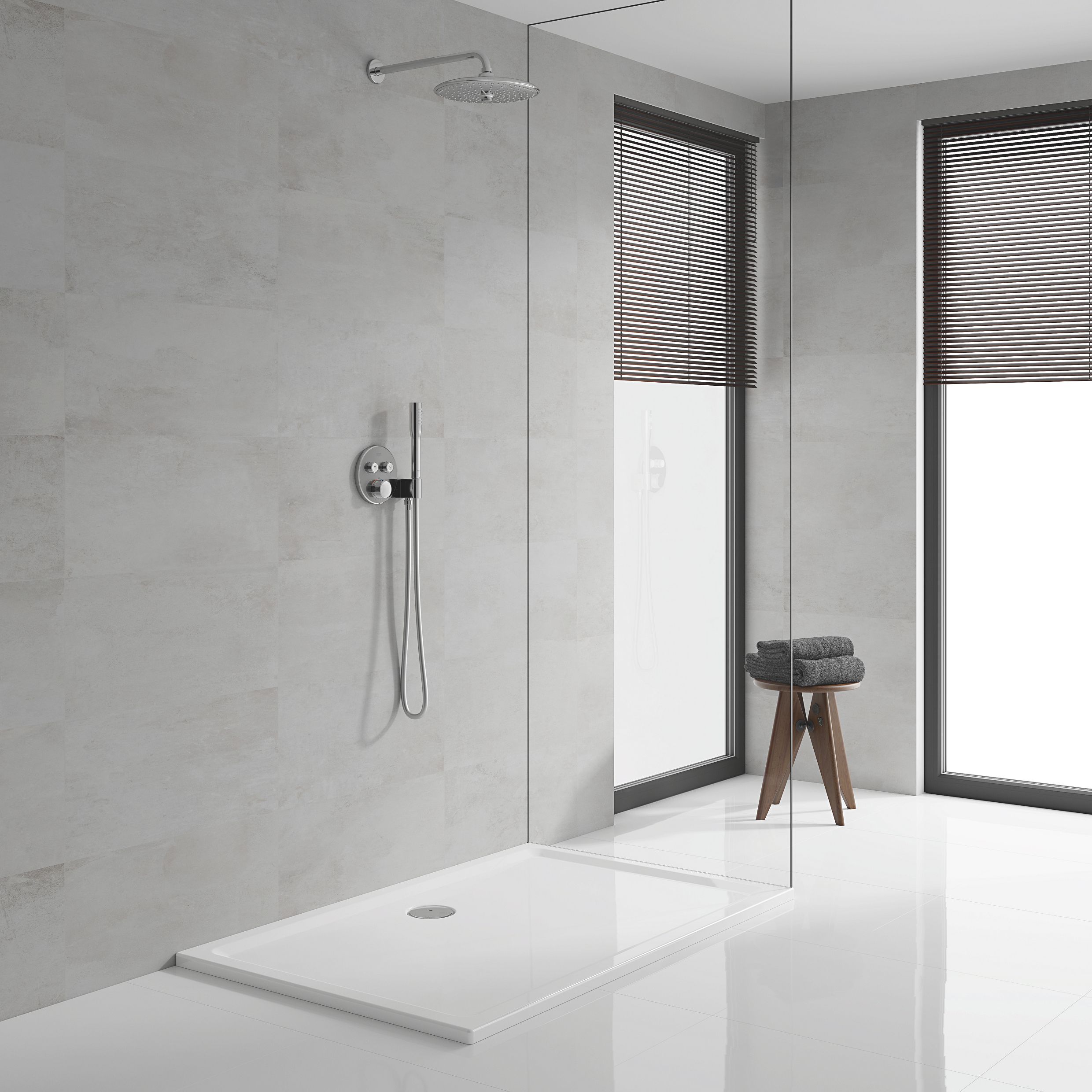 Grohe Grohtherm SmartControl Chrome effect Thermostatic Mixer Multi head shower with 2 Shower heads