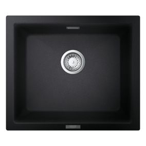 Grohe K700U Granite Black Anthracite effect Composite quartz 1 Bowl Kitchen sink 457mm x 533mm