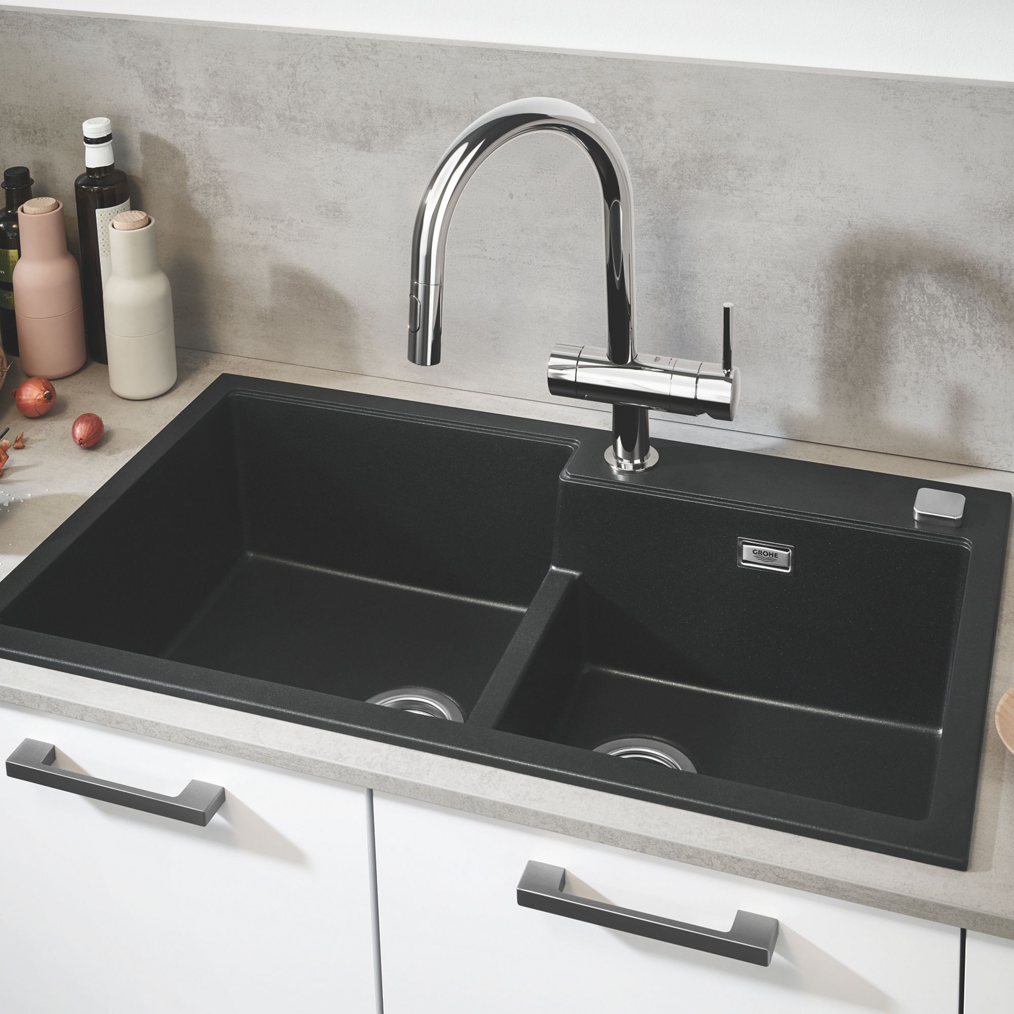 Grohe Minta Chrome effect Chrome-plated Kitchen Pull-out mono mixer Tap