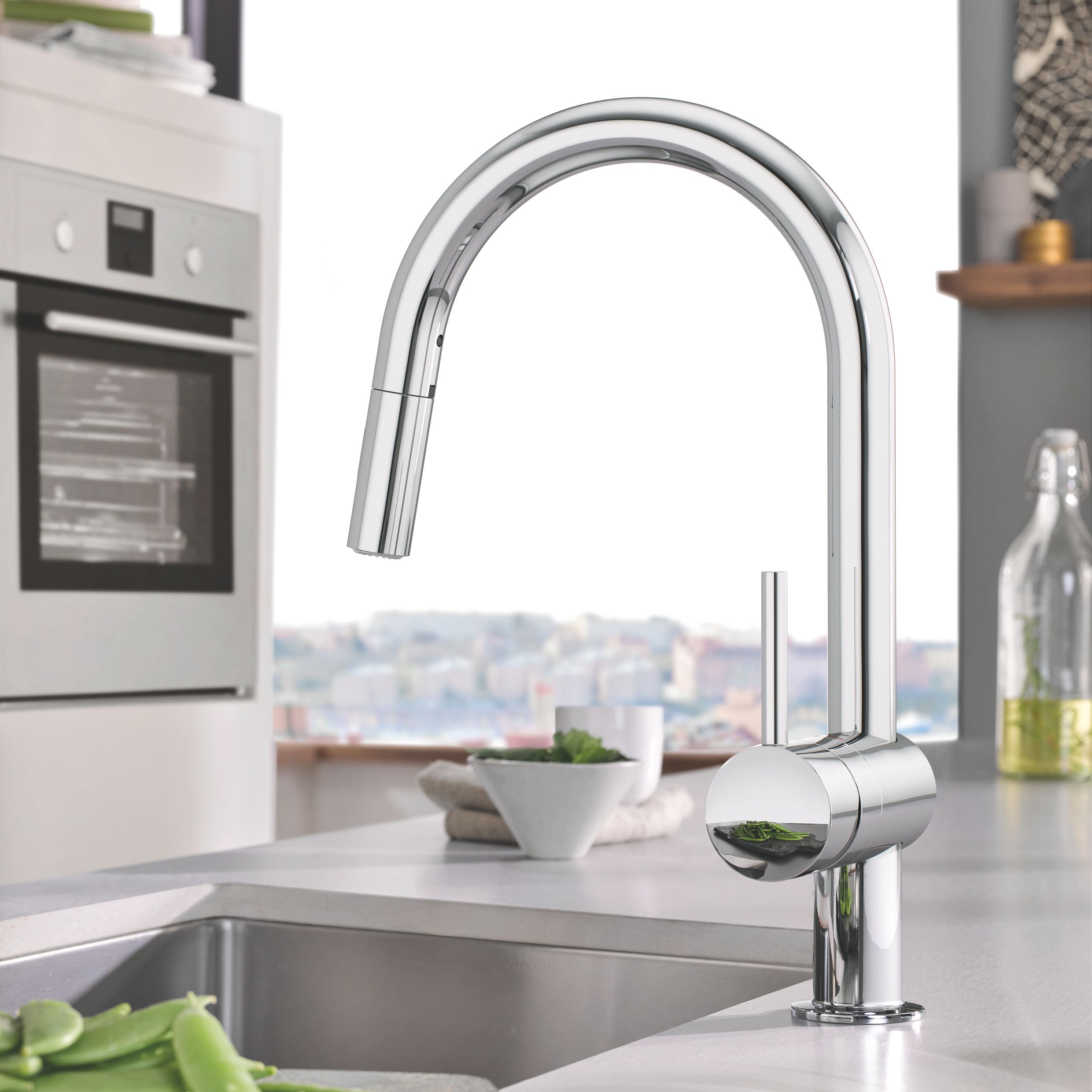 Grohe Minta Gloss Chrome-plated Kitchen Pull-out spray mono mixer Tap