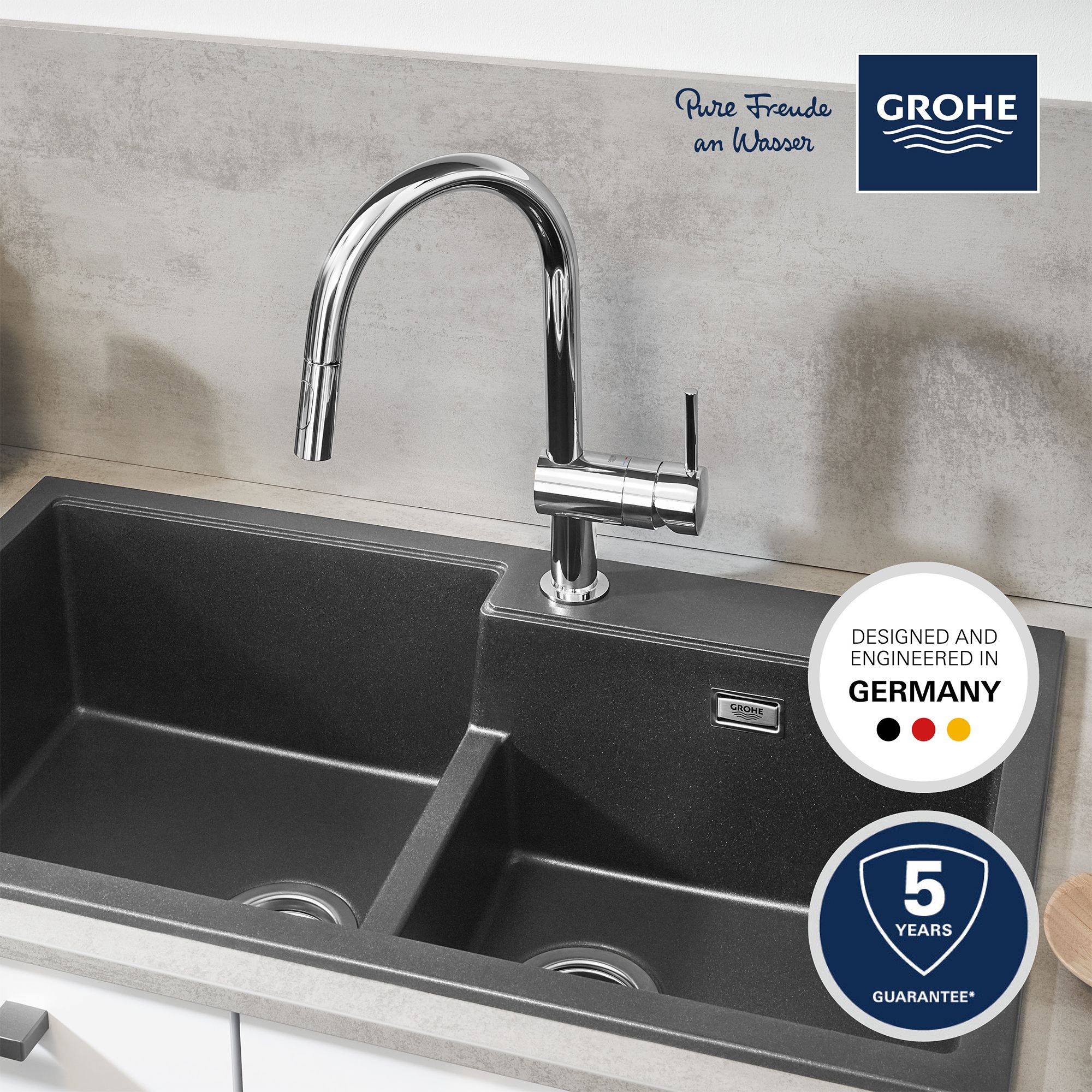 Grohe Minta Gloss Chrome-plated Kitchen Pull-out spray mono mixer Tap