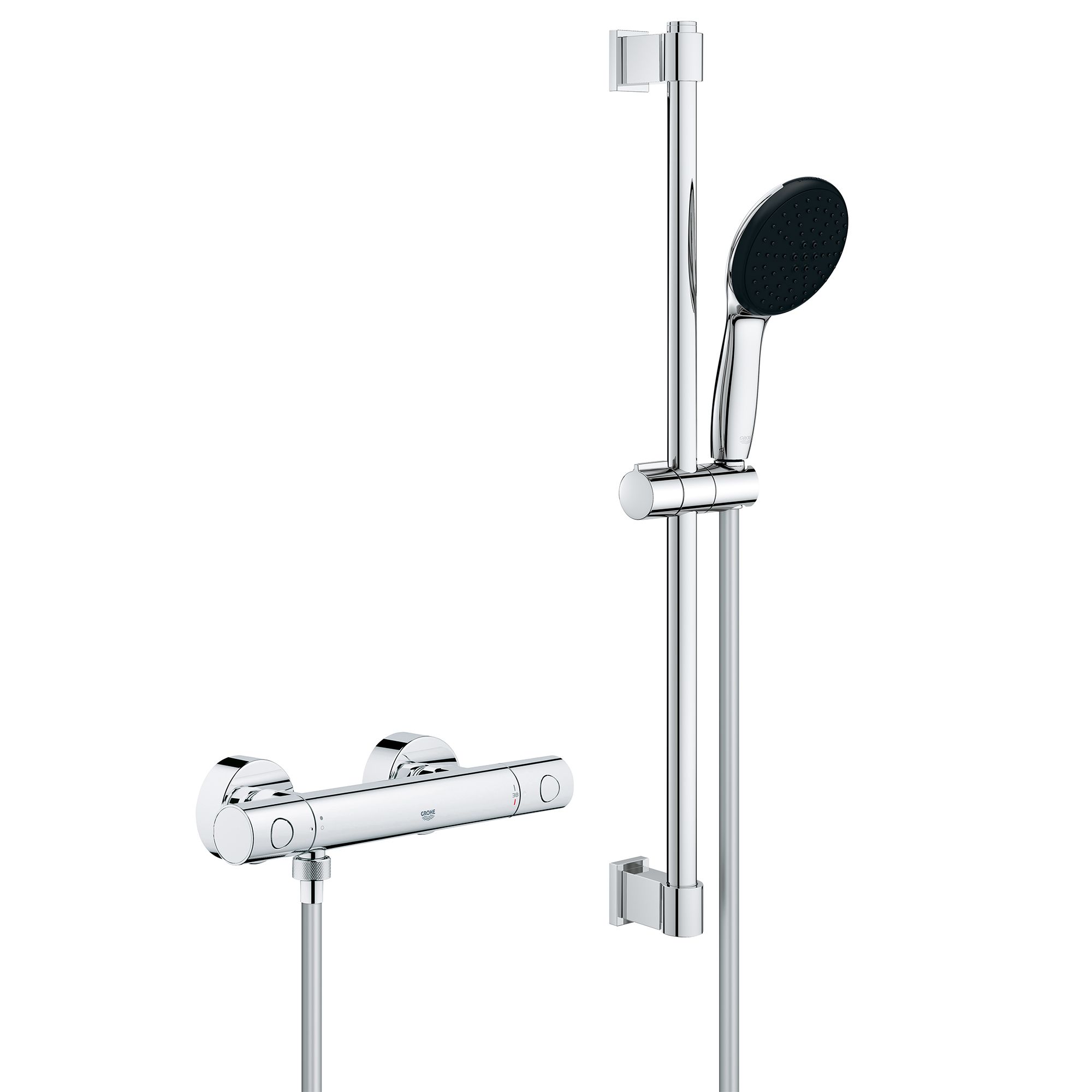 Grohe Precision Get Chrome effect Wall-mounted Thermostatic Column ...