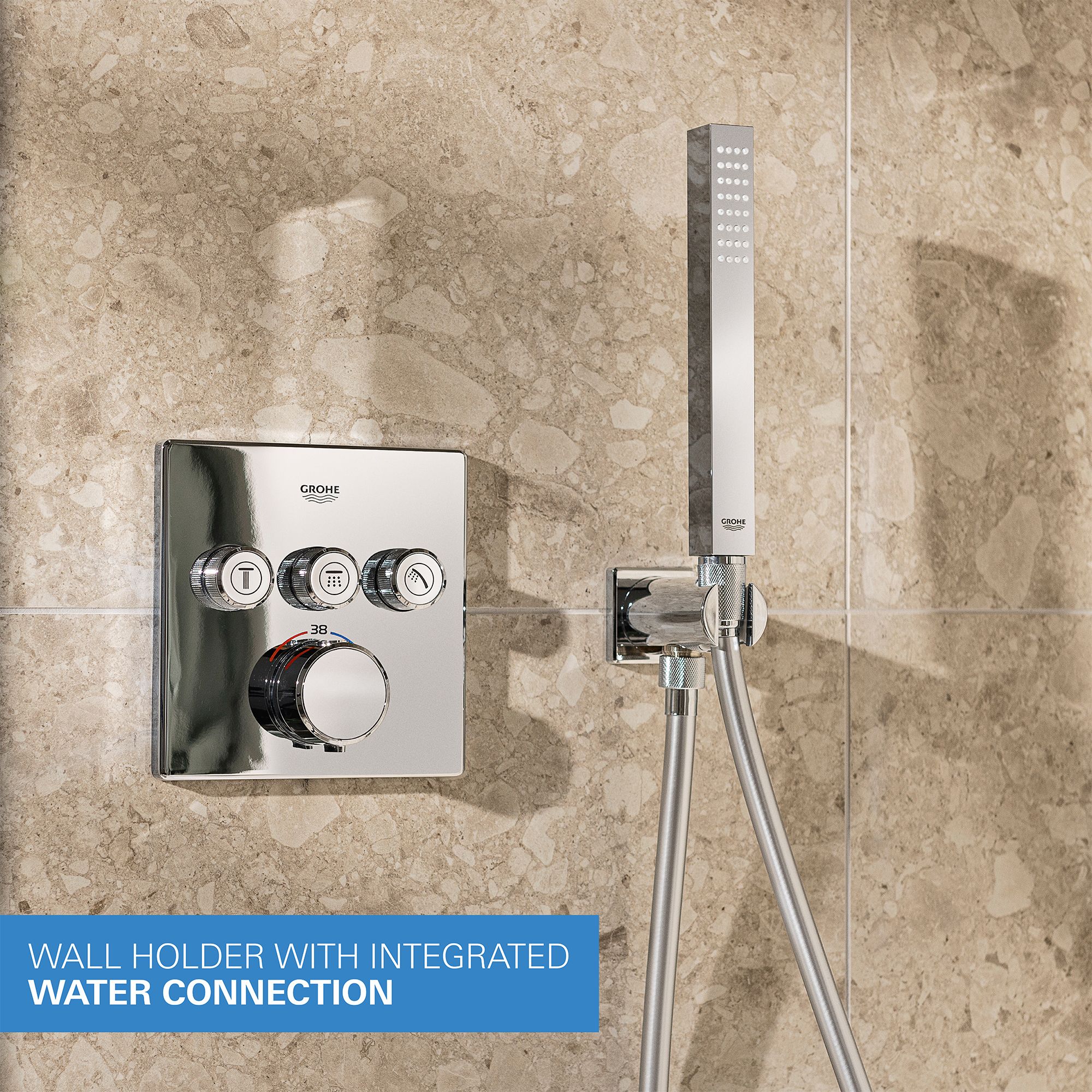 Grohe Precision Smart Control Chrome effect Wall-mounted Thermostatic H ...