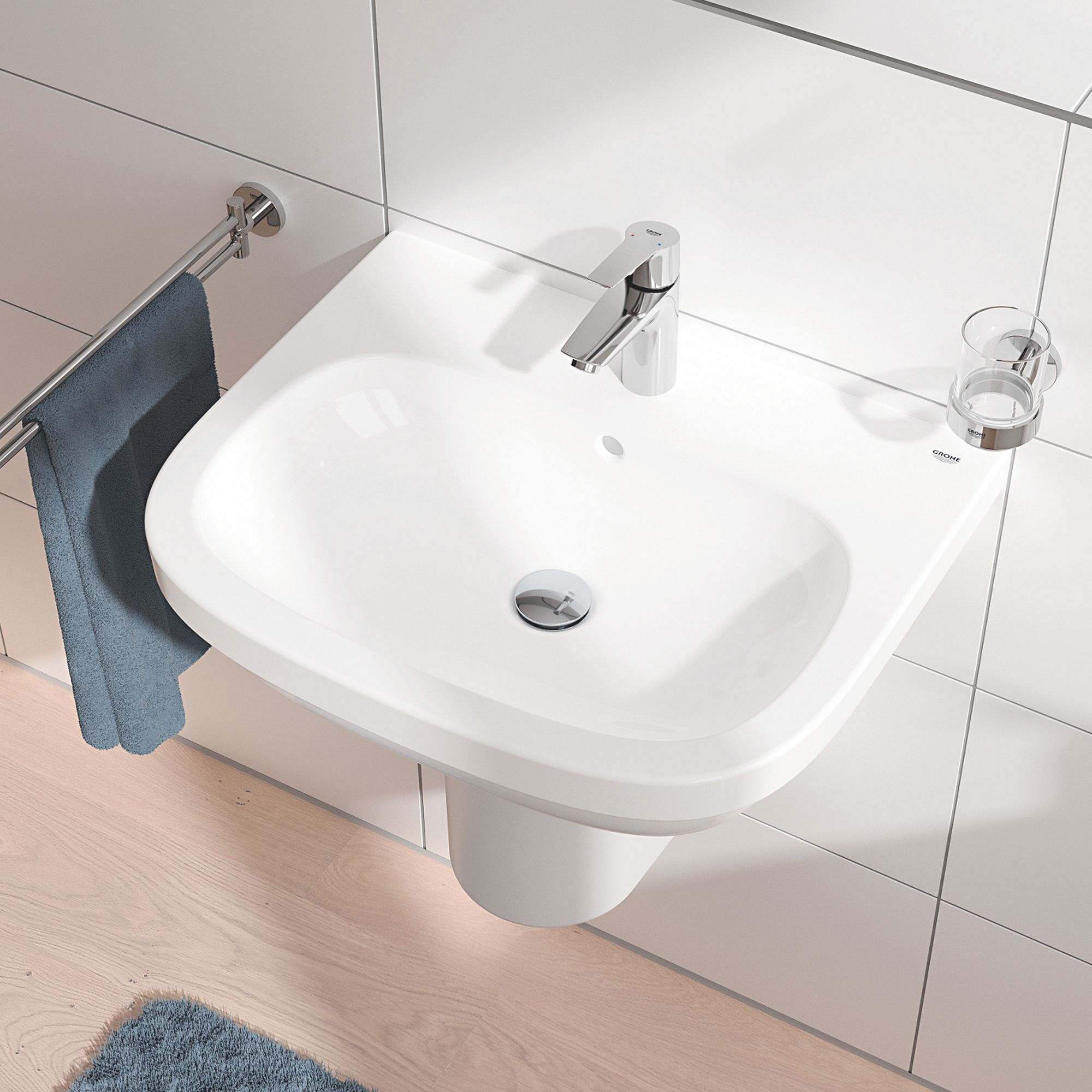 Grohe Quickfix Start Chrome effect Deck-mounted Manual Basin Mono mixer Tap