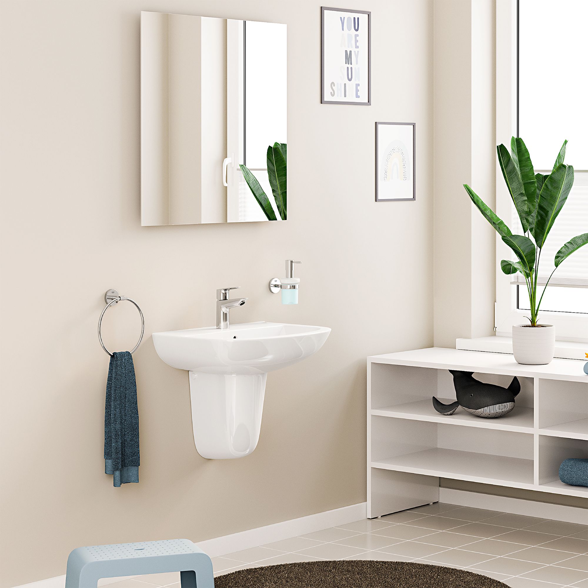 Grohe QuickFix Start Edge Small Chrome effect Basin Mono mixer Tap
